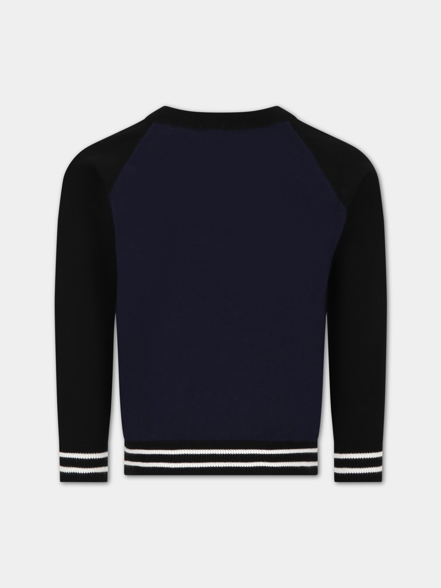 Maglione blu per bambino con logo,Balmain Kids,BS9P60 X0003 620NE