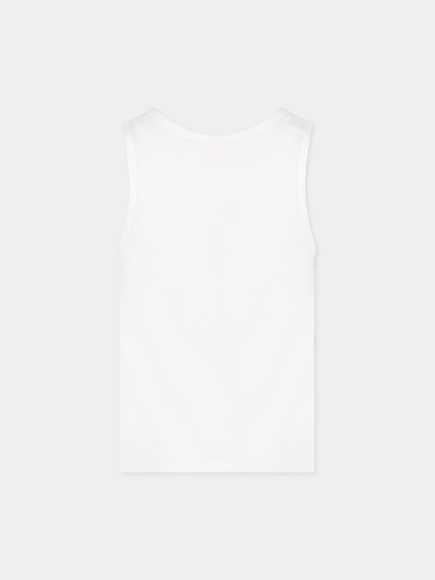 T-shirt bianca per bambini con stampa, logo e scritta Life is a playground ,Weekend House Kids,734