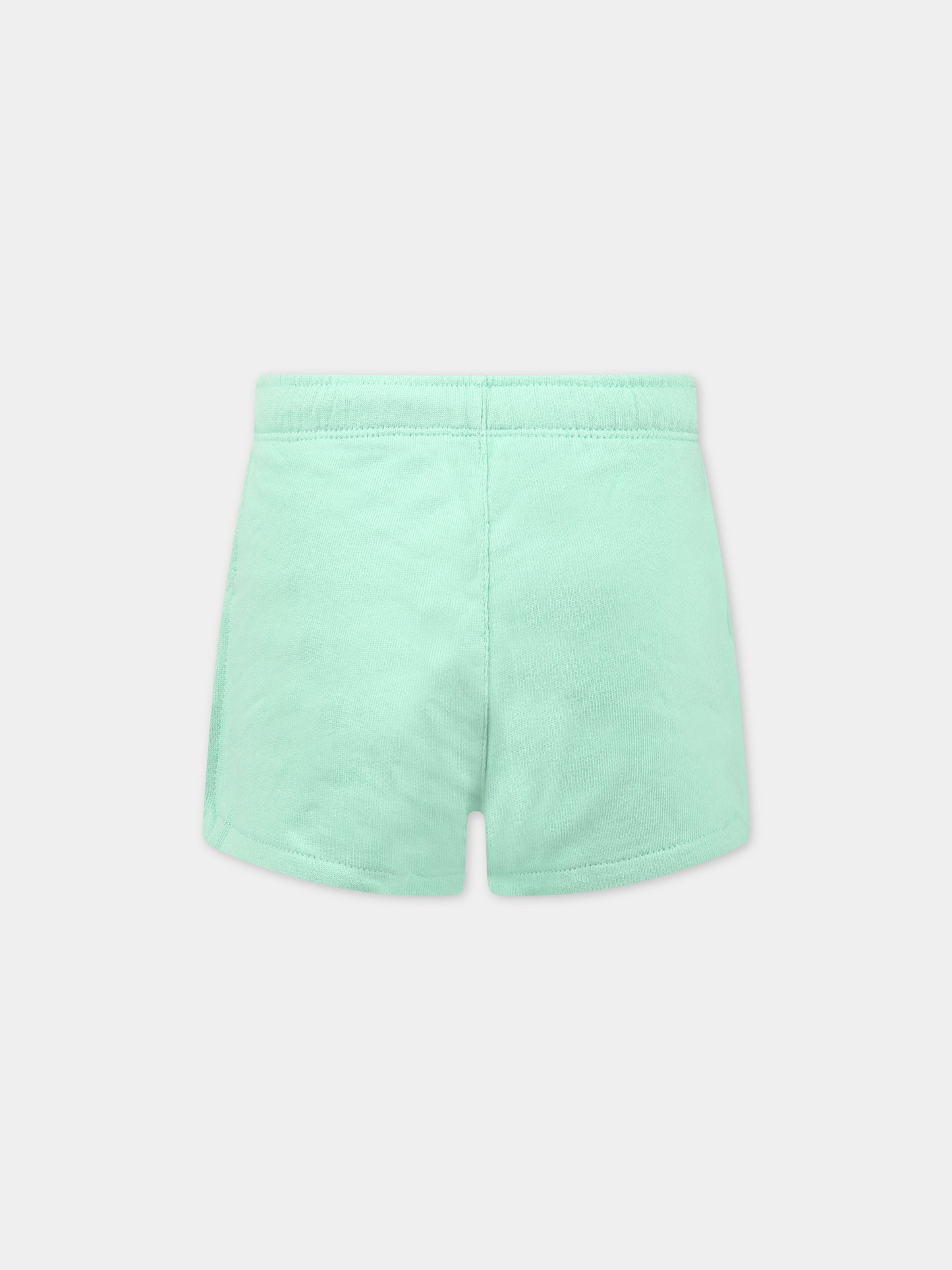 Shorts verde per bambina con logo e iconico cavallino,Ralph Lauren Kids,903864003