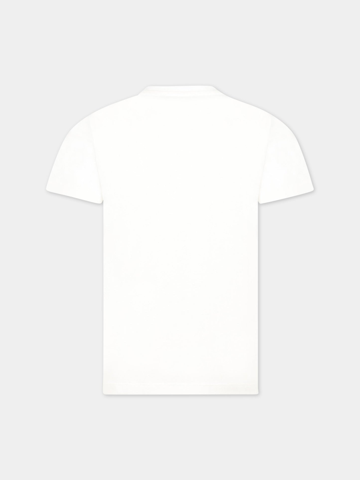 T-shirt bianca per bambino con logo e Spilla Safety,Versace,1000239 1A06523 6W030