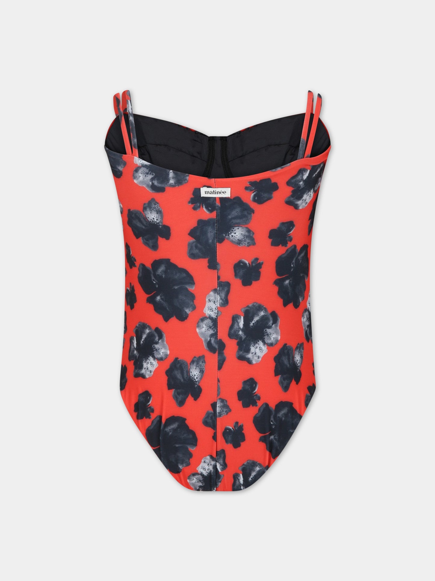 Costume Brigitte rosso da donna con fiori,Matineè,CB4046 BRIGITTE FIORE ROSSO