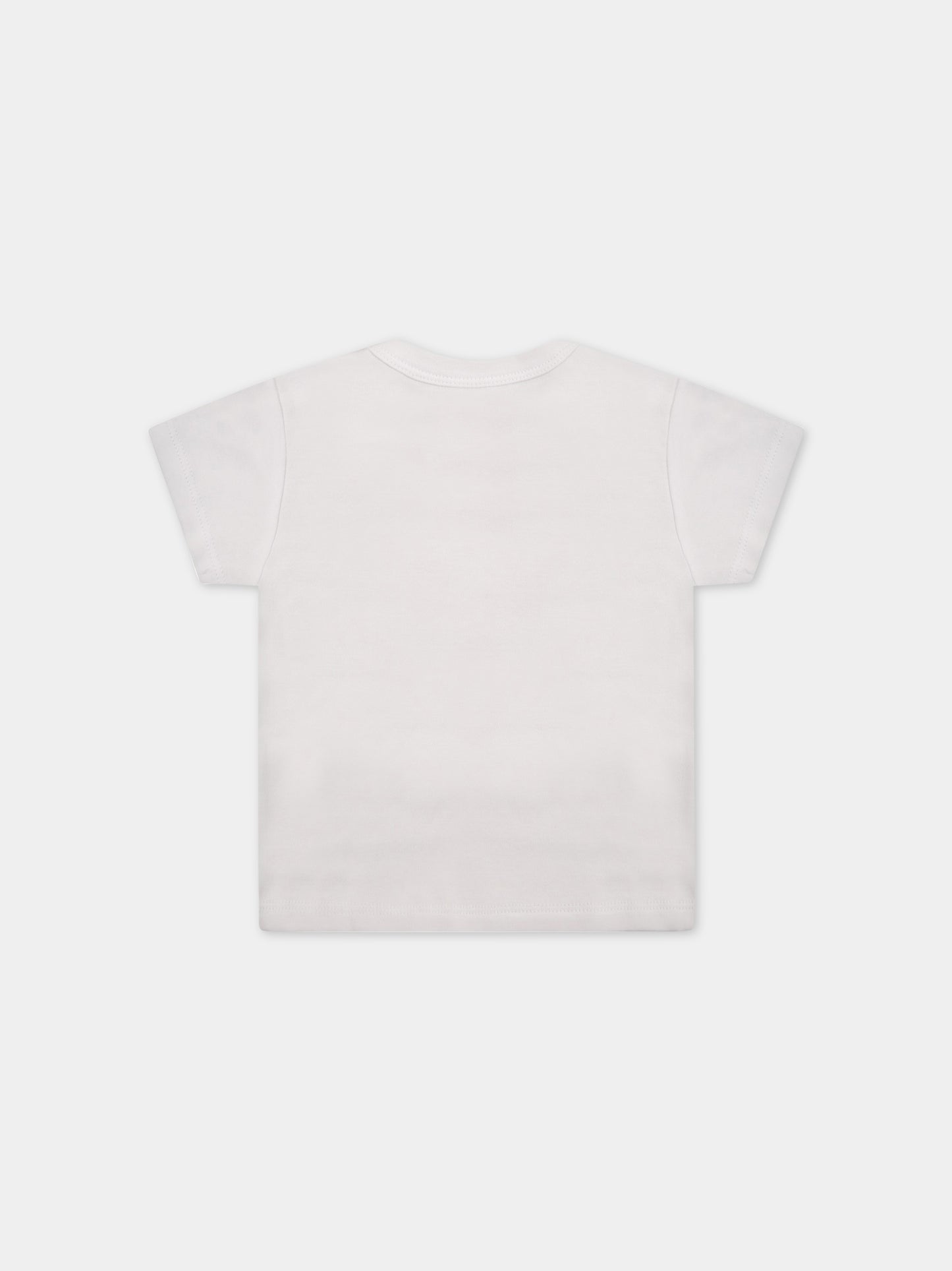 T-shirt bianca per neonata con giraffa,Kenzo Kids,K95082 10P