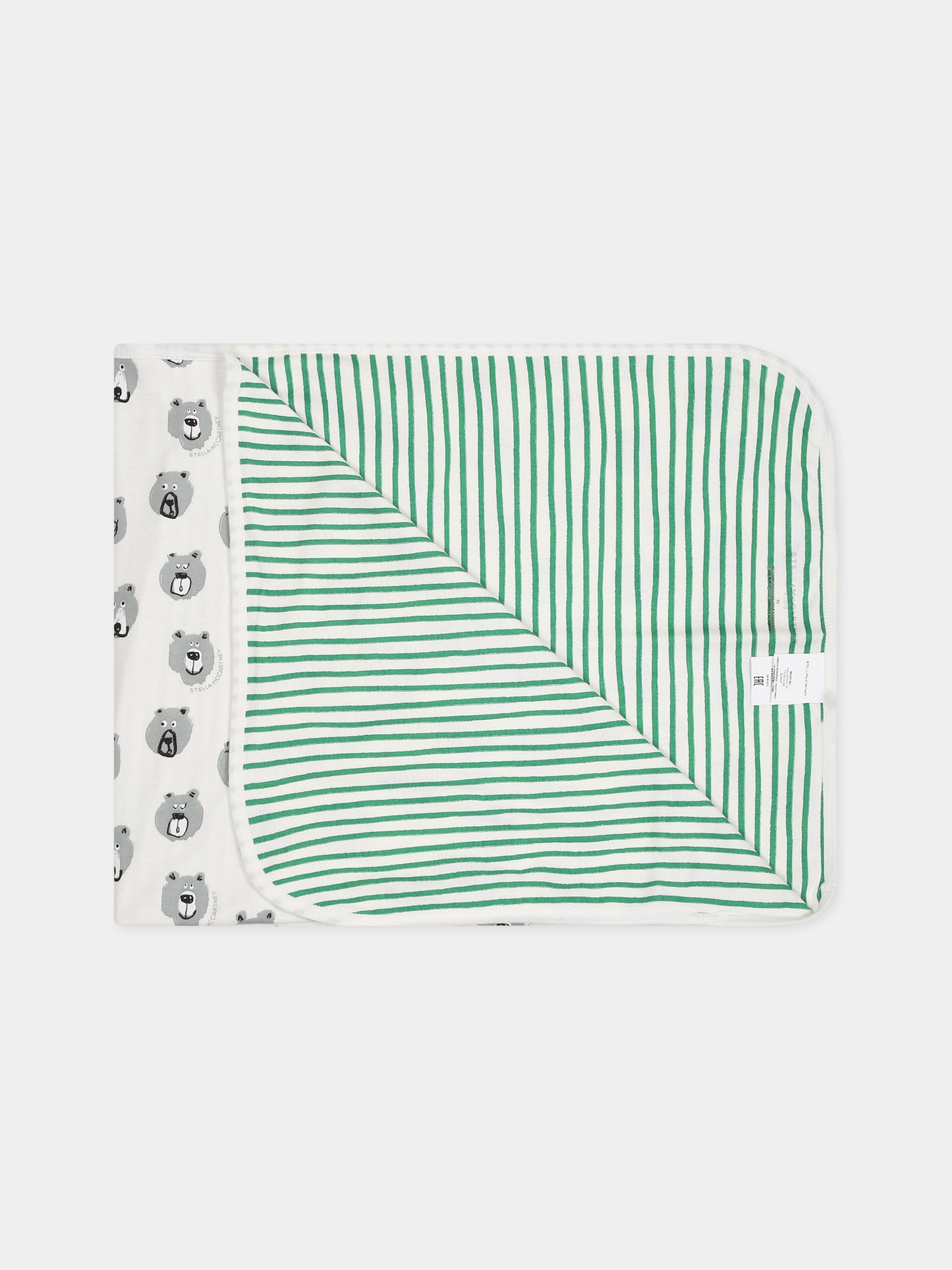 Coperta bianca per neonato con stampa e logo,Stella Mccartney Kids,TT0530 Z1486 101MC