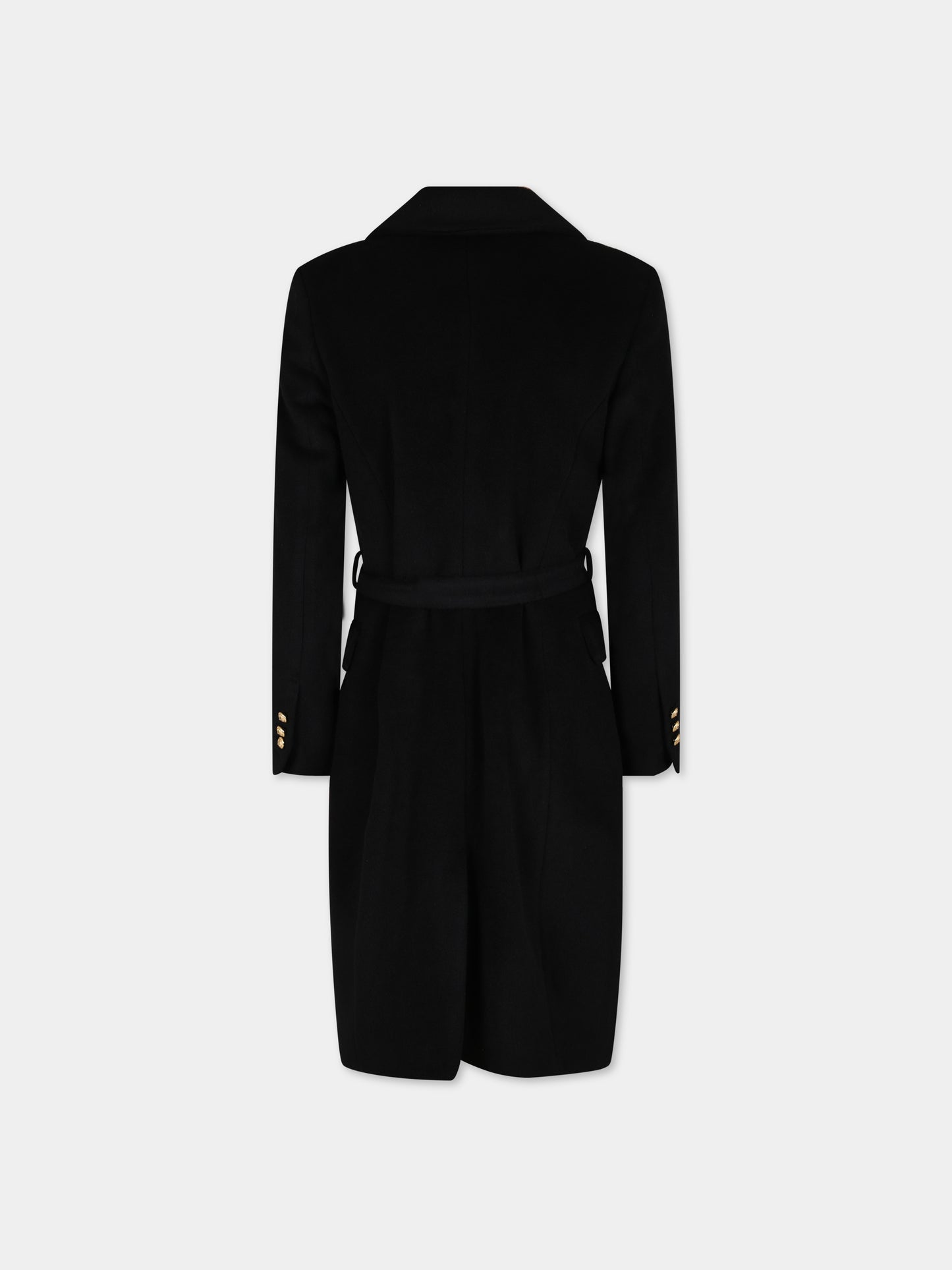 Cappotto nero per bambina con iconici bottoni e logo,Balmain Kids,BT2B10 E0124 930