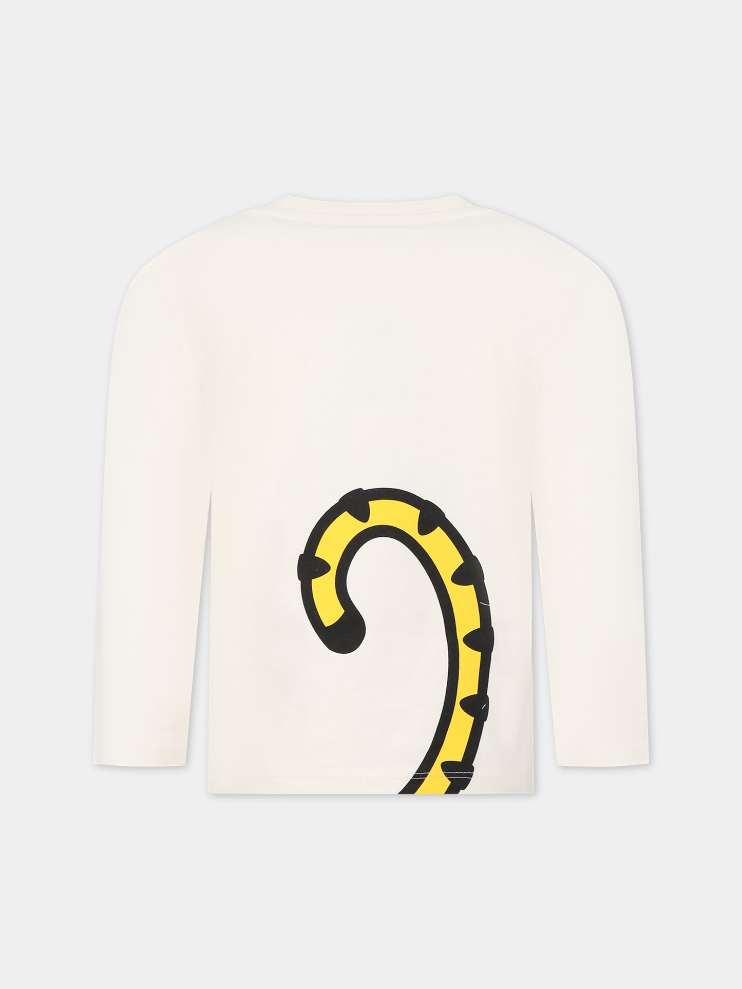 T-shirt bianca per bambini con tigre e logo,Kenzo Kids,K15705 121