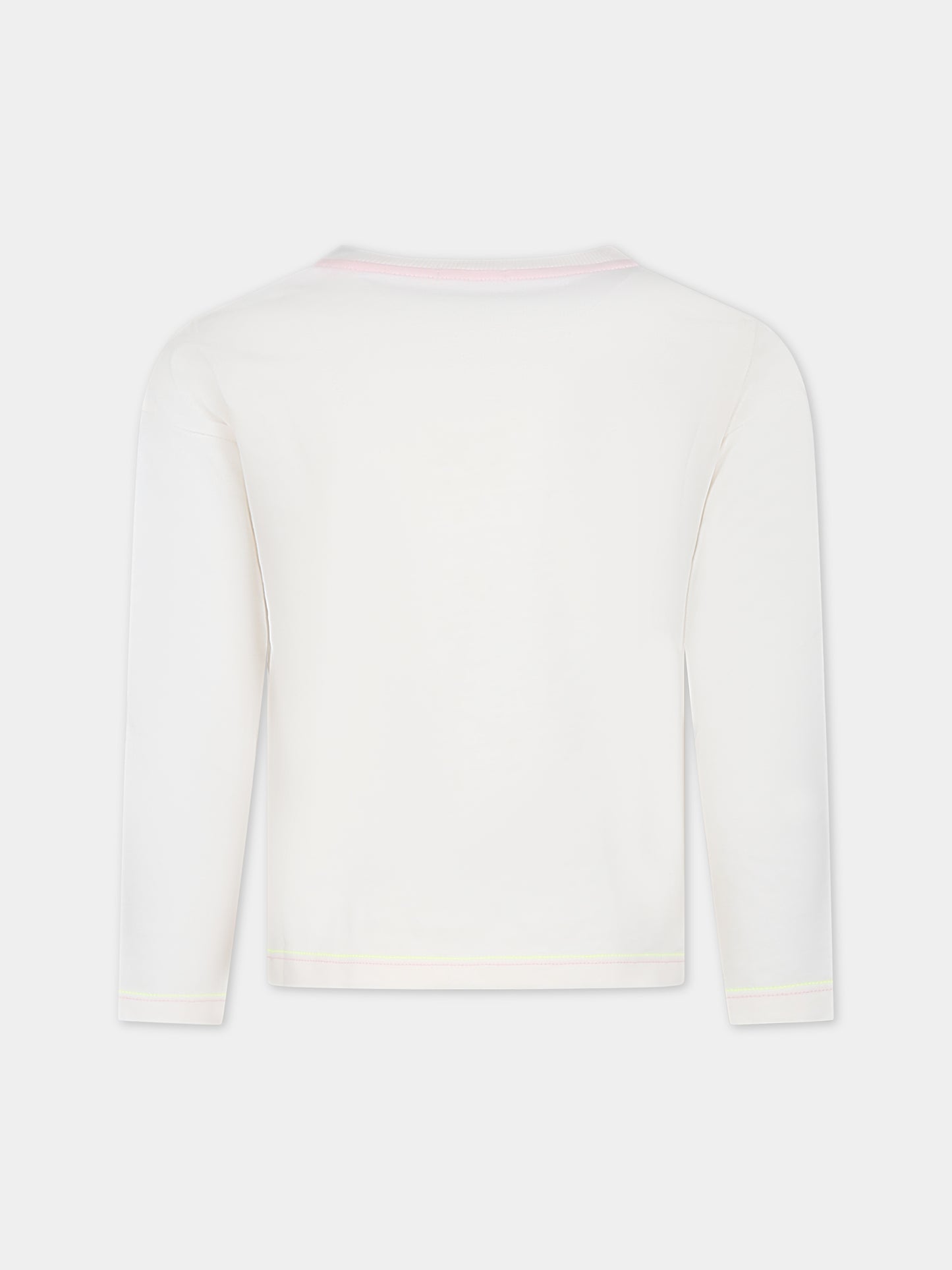 T-shirt avorio per bambina con cuori e scritta,Billieblush,U15B90 121