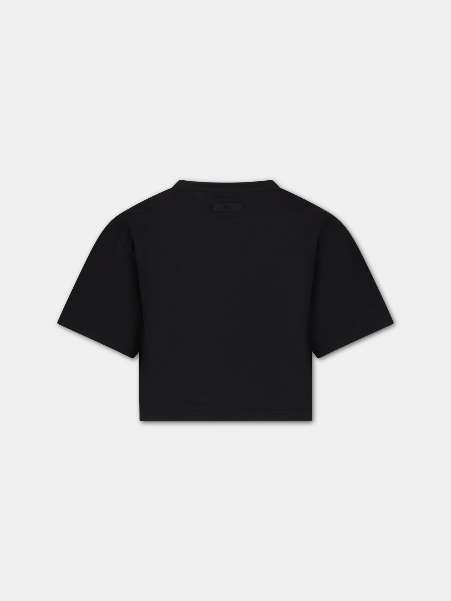 T-shirt nero per bambina con logo e scritta,Dkny,D35T18 09B