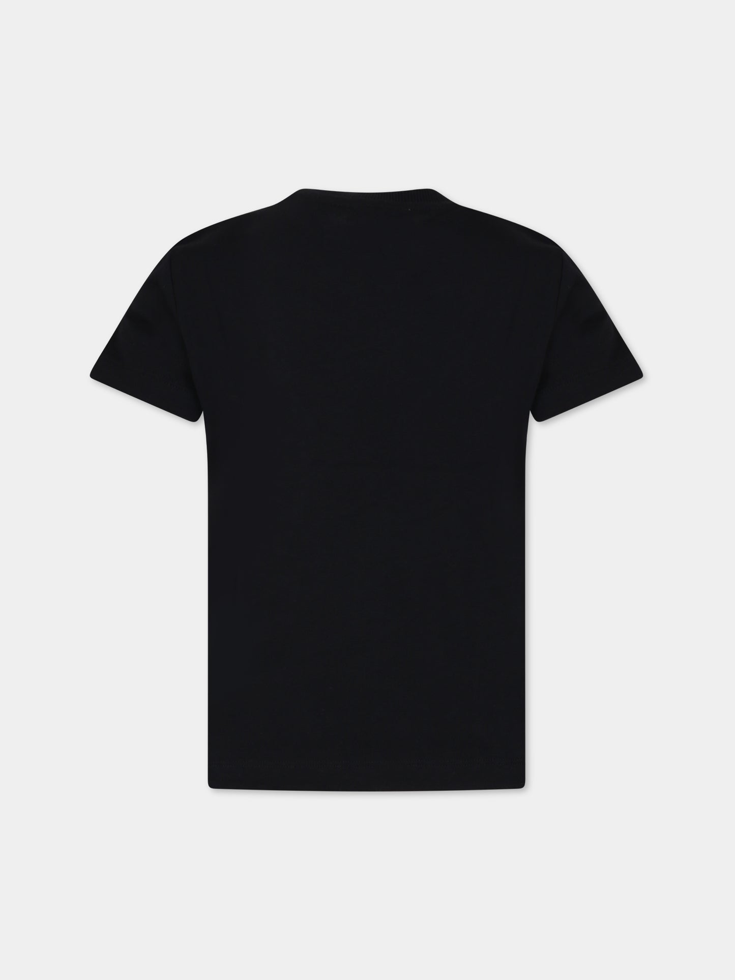 T-shirt nera per bambini con Teddy Bear e logo,Moschino Kids,HZM03U LAA01 60100