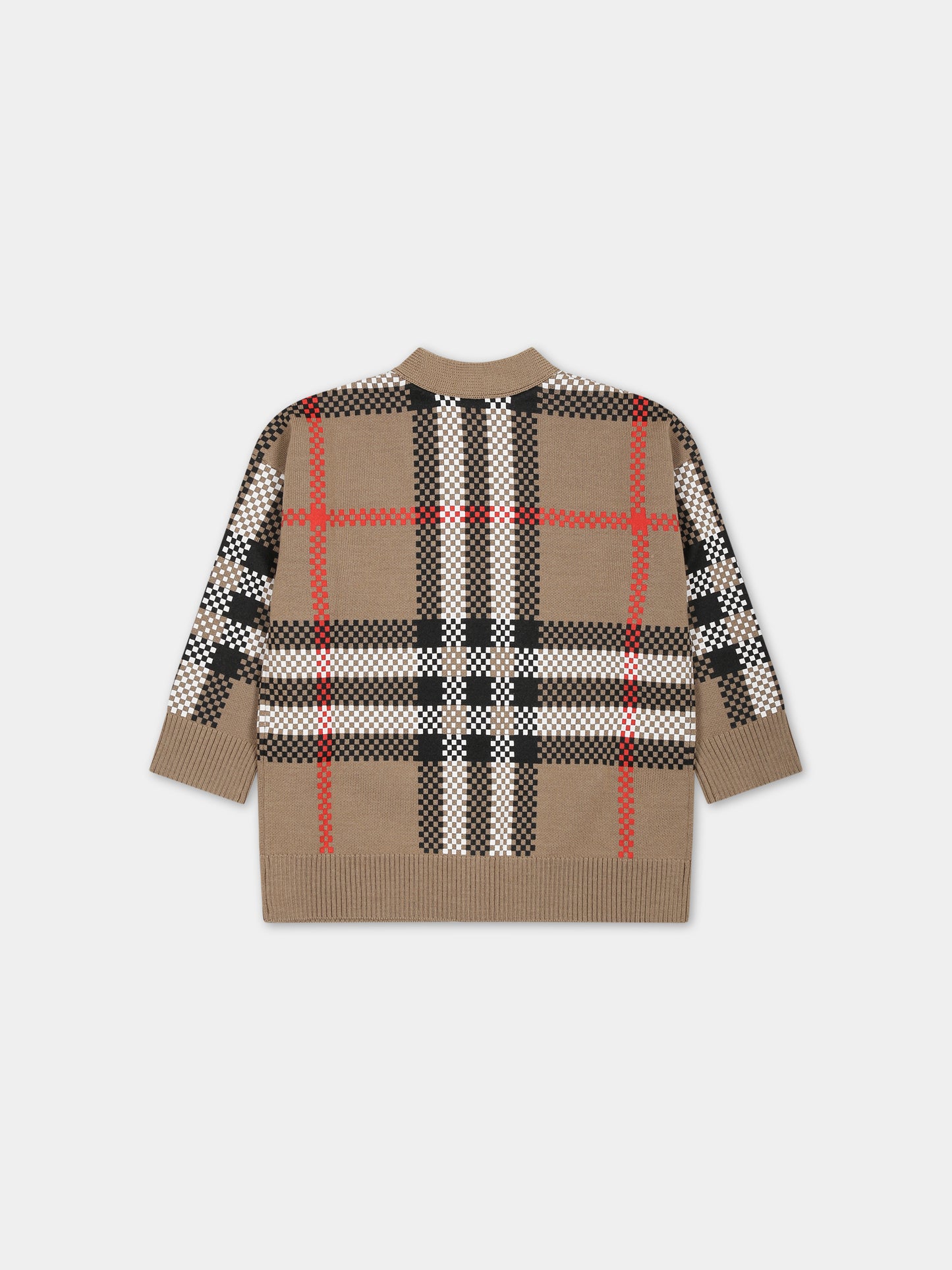 Cardigan beige per neonati con iconico check vintage,Burberry Kids,8069497