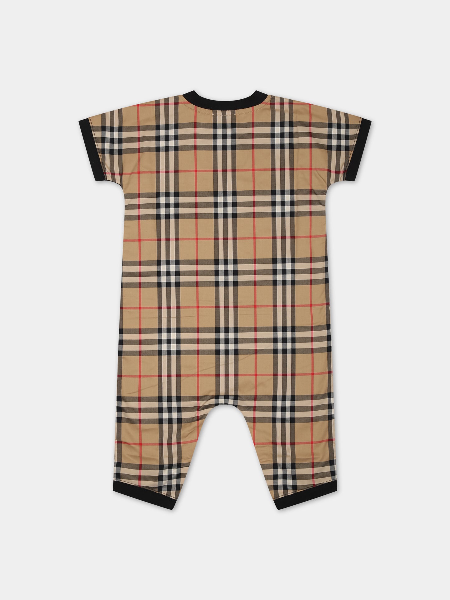 Pagliaccetto nero per neonati con iconico check vintage,Burberry Kids,8069151