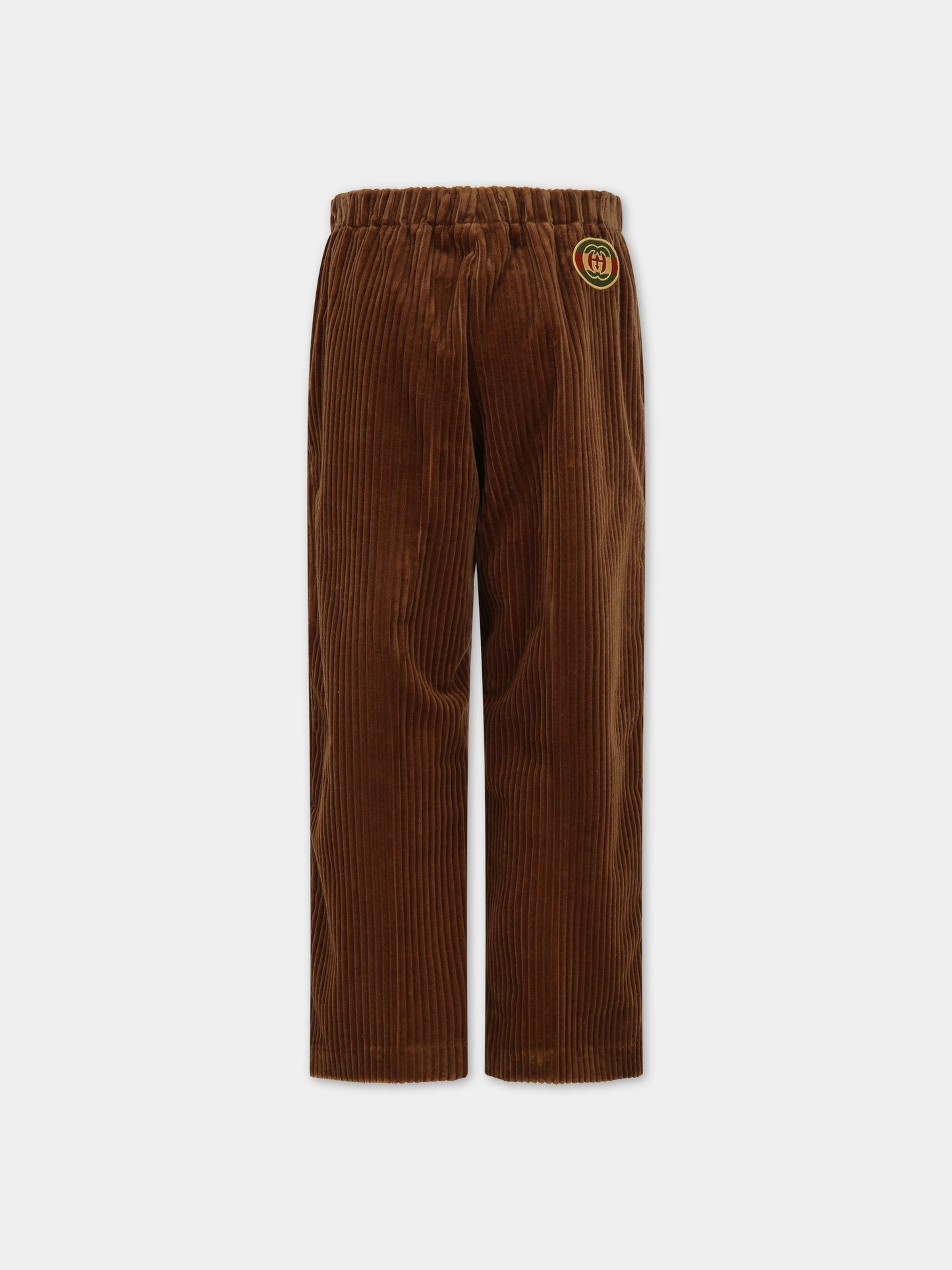 Pantaloni marroni per bambino con doppia G,Gucci Kids,737826 XWAX6 2218