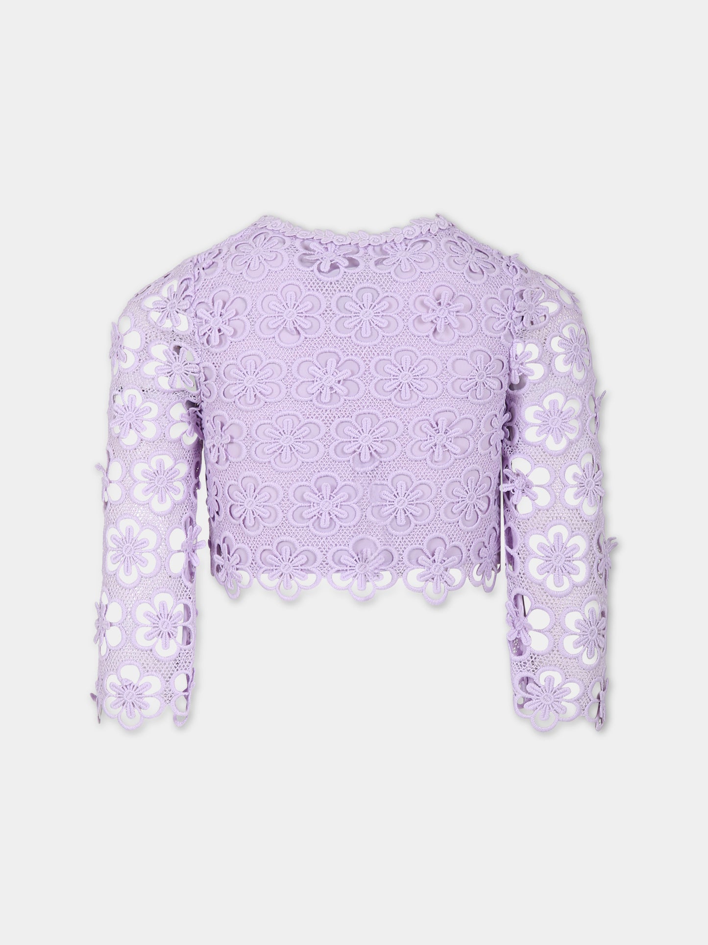 Cardigan viola per bambina con fiori,Self Portrait,PF23 719J L