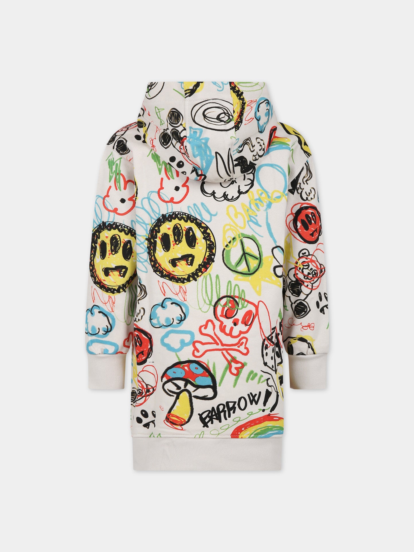 Vestito avorio per bambina con logo e stampa,Barrow,F3BKJGDR008 BW009