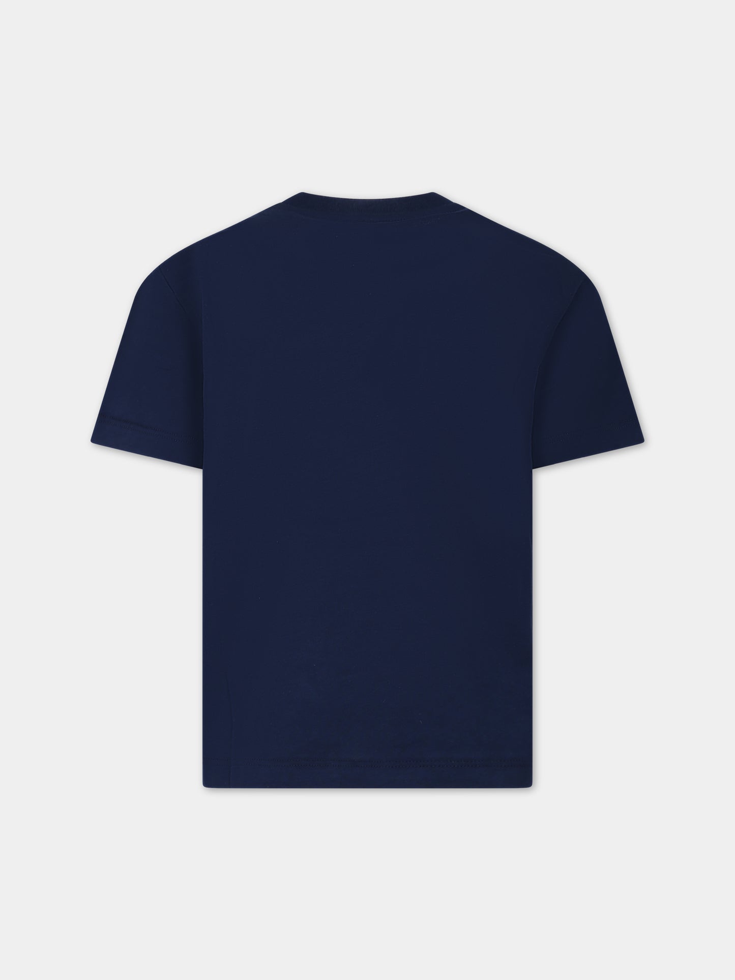 T-shirt blu per bambini con logo,Msgm Kids,F3MSJUTH011 060