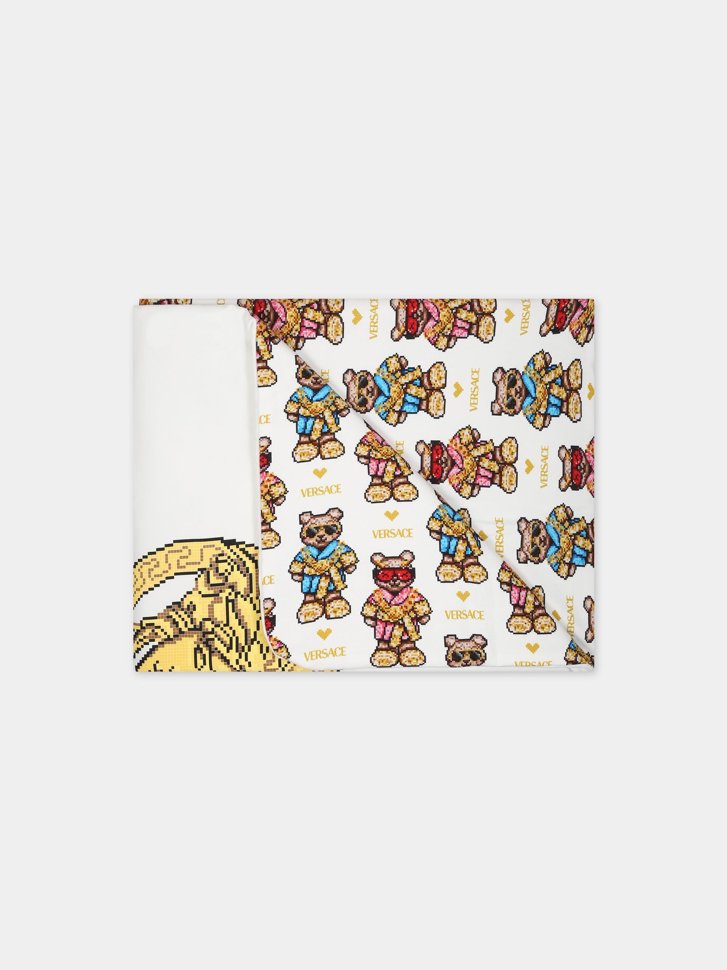 Coperta bianca per neonati con iconica Medusa,Versace,1000092 1A08150 6WA20
