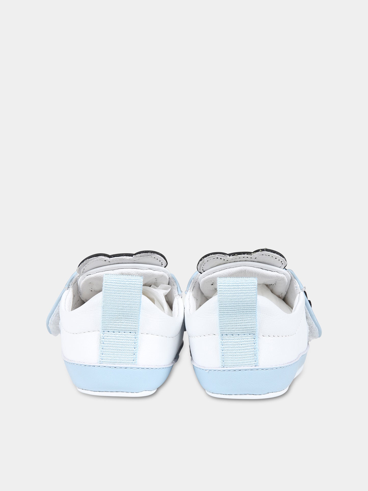 Sneakers celesti per neonato con Teddy bear e logo,Moschino Kids,75821 2