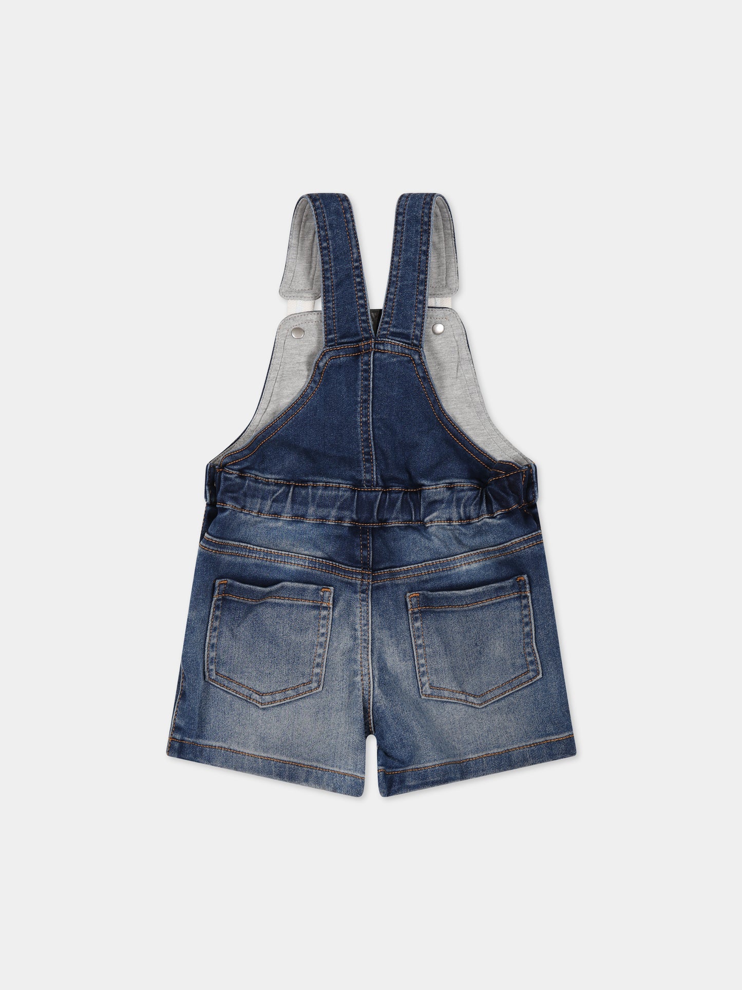 Salopette blu per neonato con Teddy Bera e logo,Moschino Kids,MUQ00P LXE43 40613