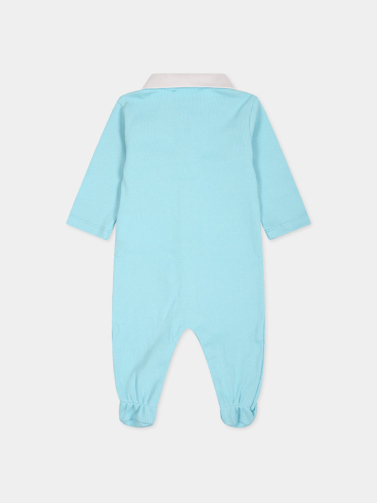 Tutina celeste per neonato con Teddy Bear e logo,Moschino Kids,MUY053 LBA35 41020
