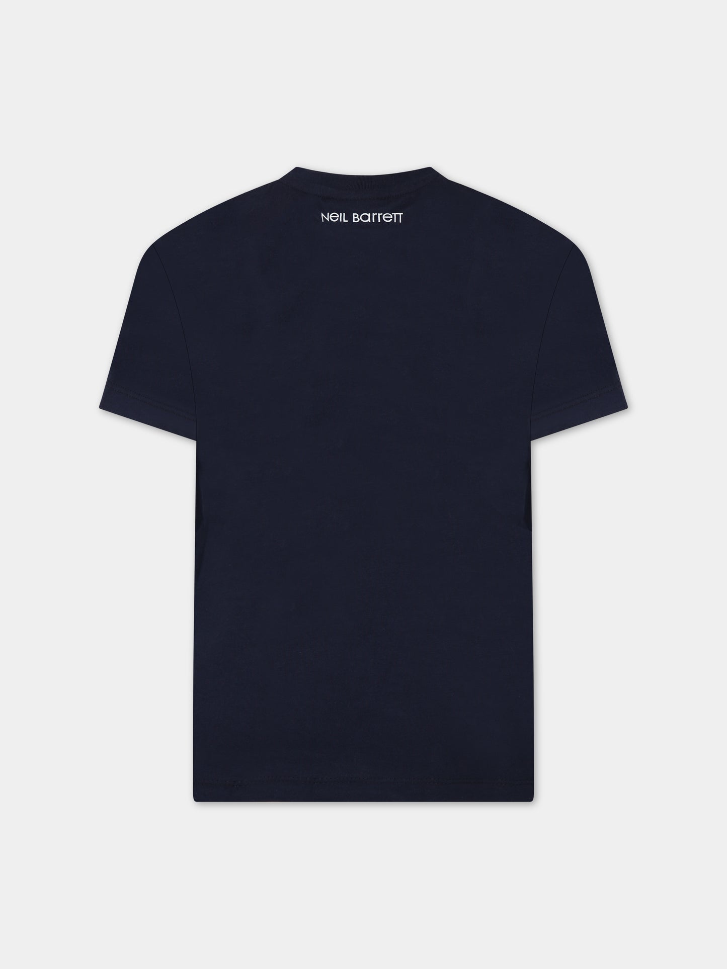 T-shirt blu per bambino con iconiche saette,Neil Barrett Kids,033652 060