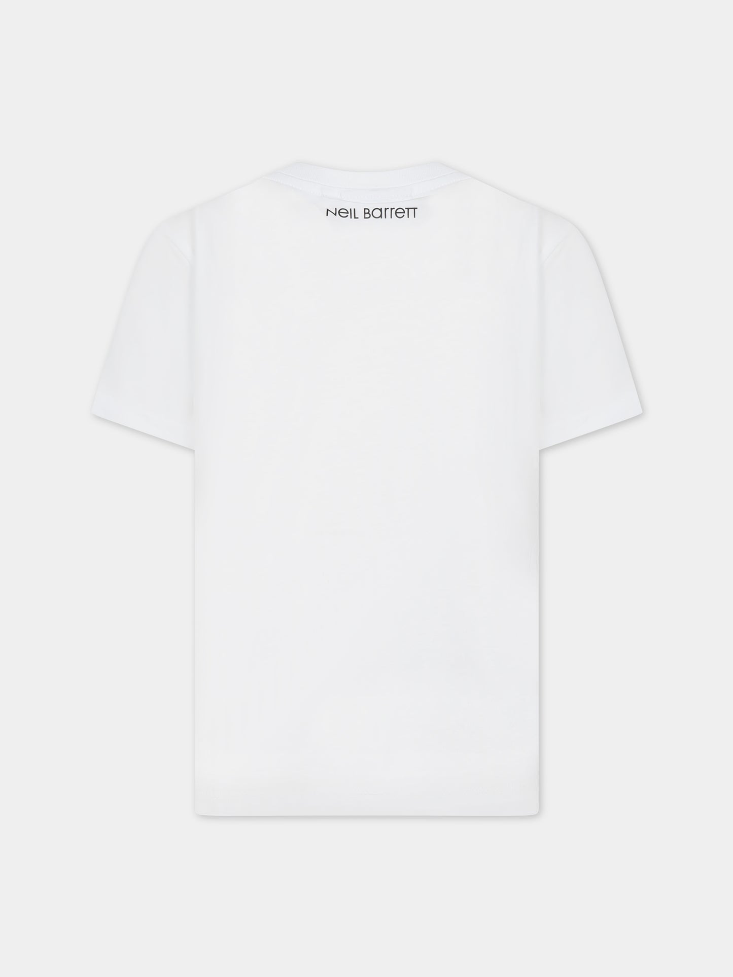 T-shirt bianca per bambino con iconiche saette e logo,Neil Barrett Kids,033579 001