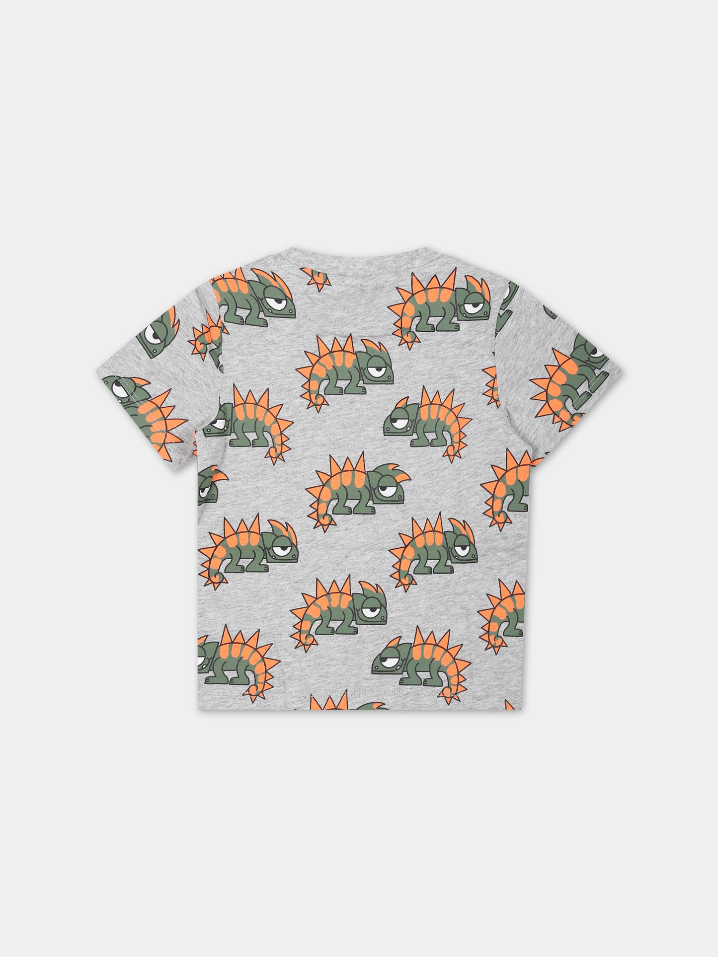 T-shirt grigia per neonato con geco,Stella Mccartney Kids,TS8531 Z0953 904MC