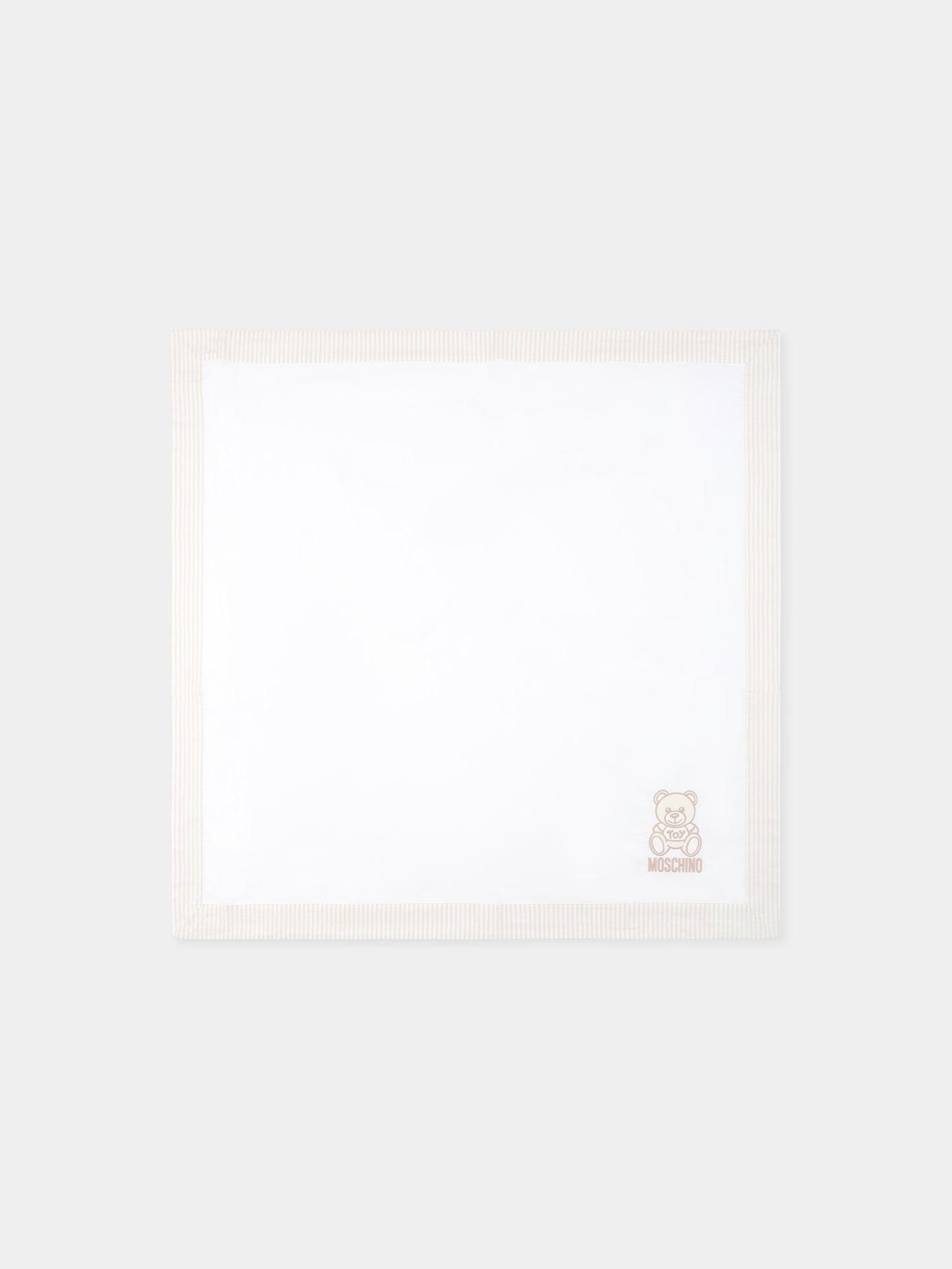 White blanket for babykids with Teddy Bear and logo