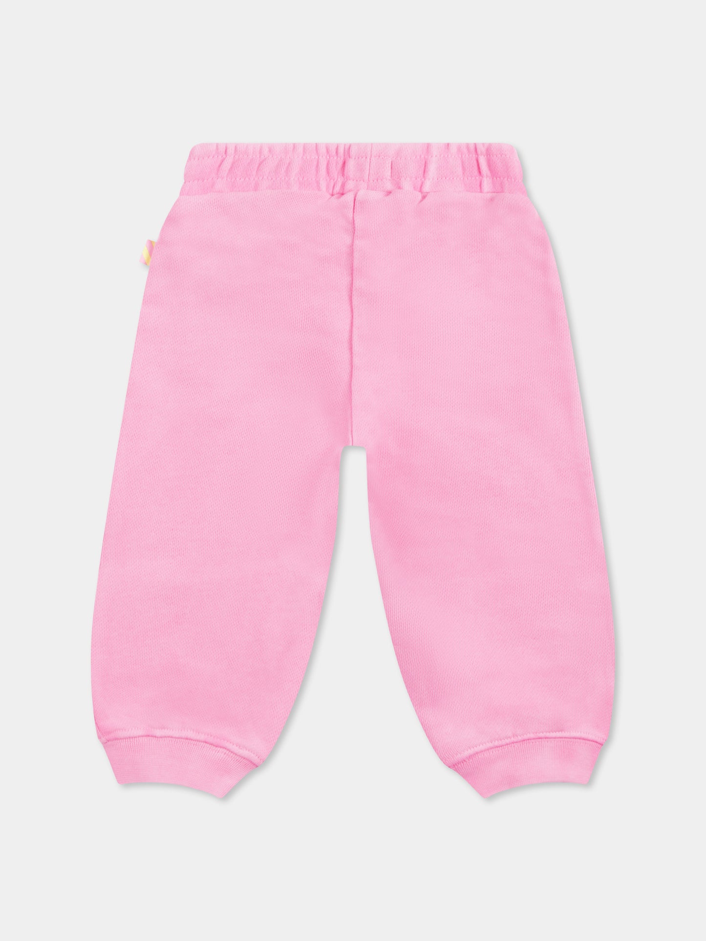 Pink trousers for baby girl with logo