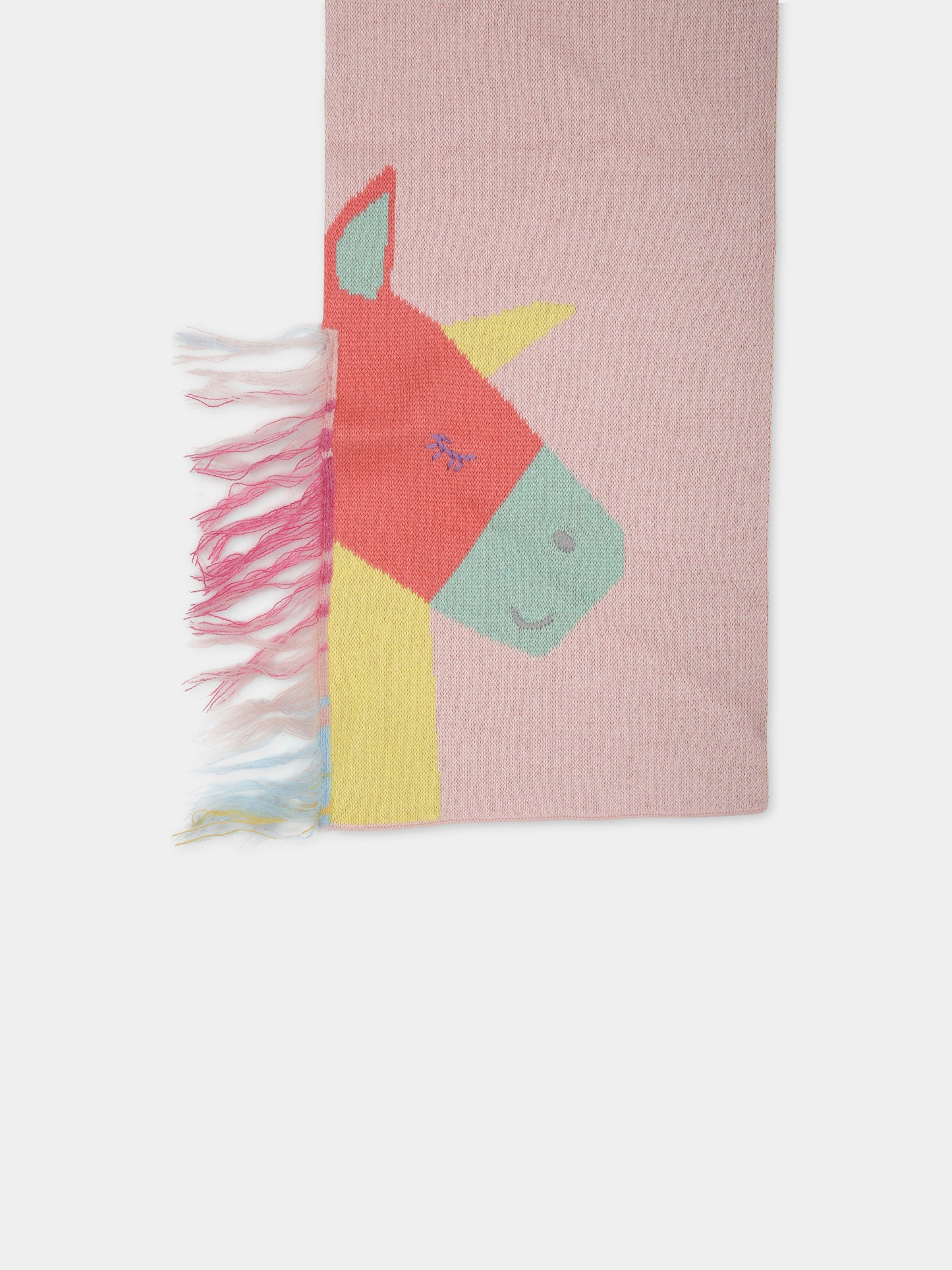 Pink scarf for girl with unicorns