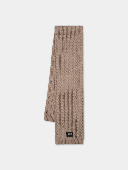 Beige scarf for kids with logo