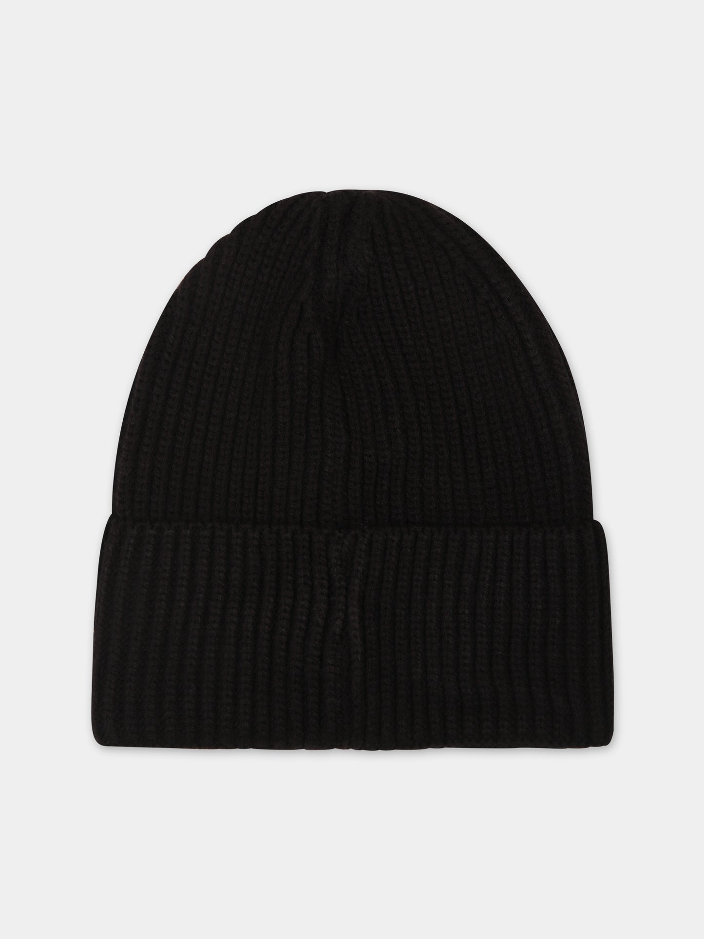 Black beanie for kids with logo