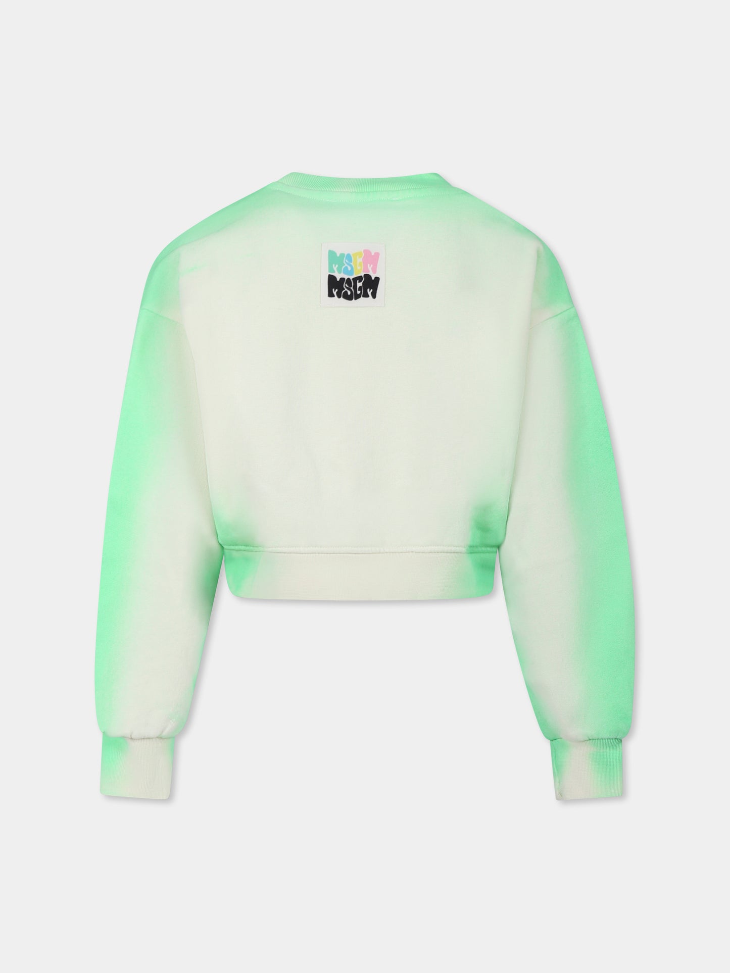 Green crop sweatshirt for girl with logo