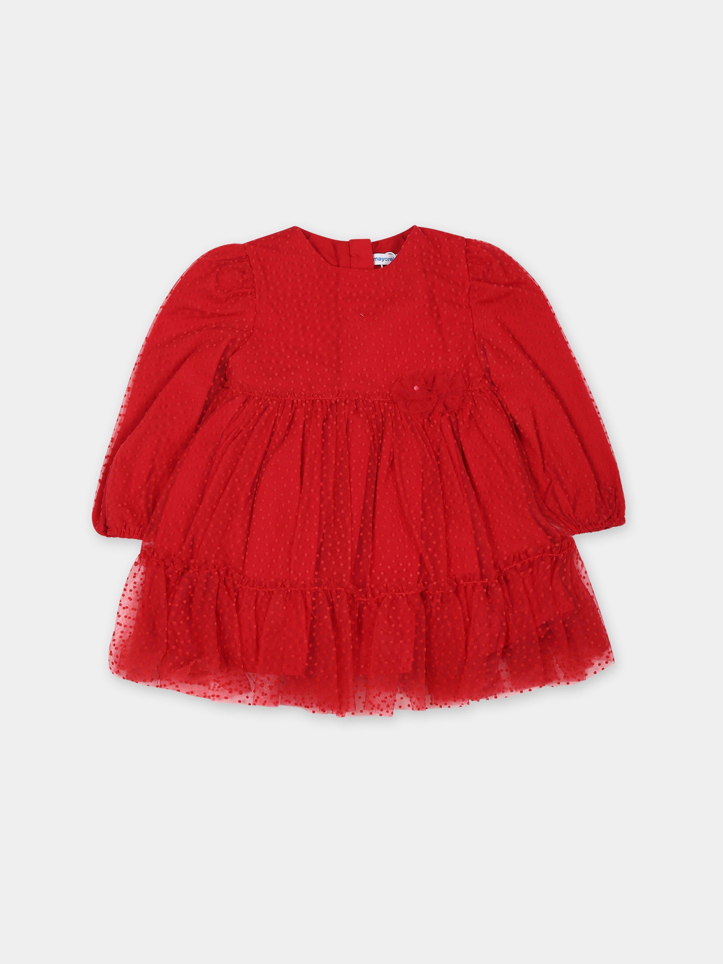 Red dress for baby girl with polka dots