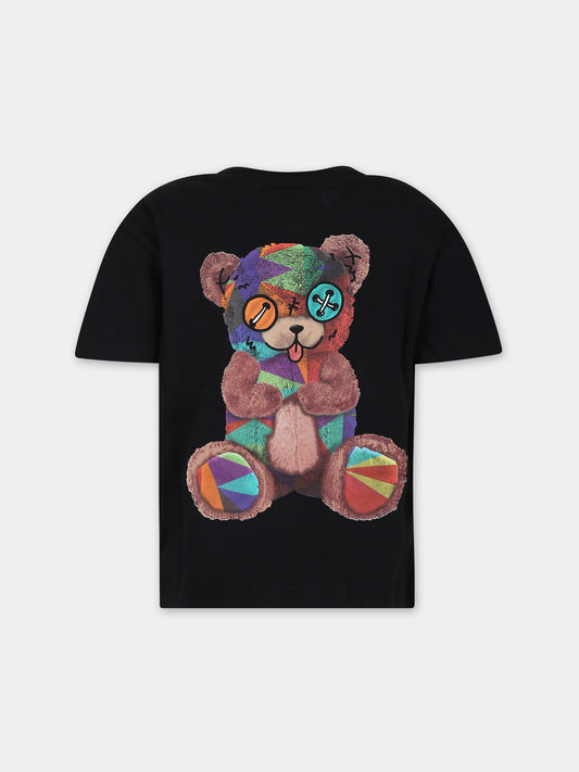 Black t-shirt for kids with bear and logo