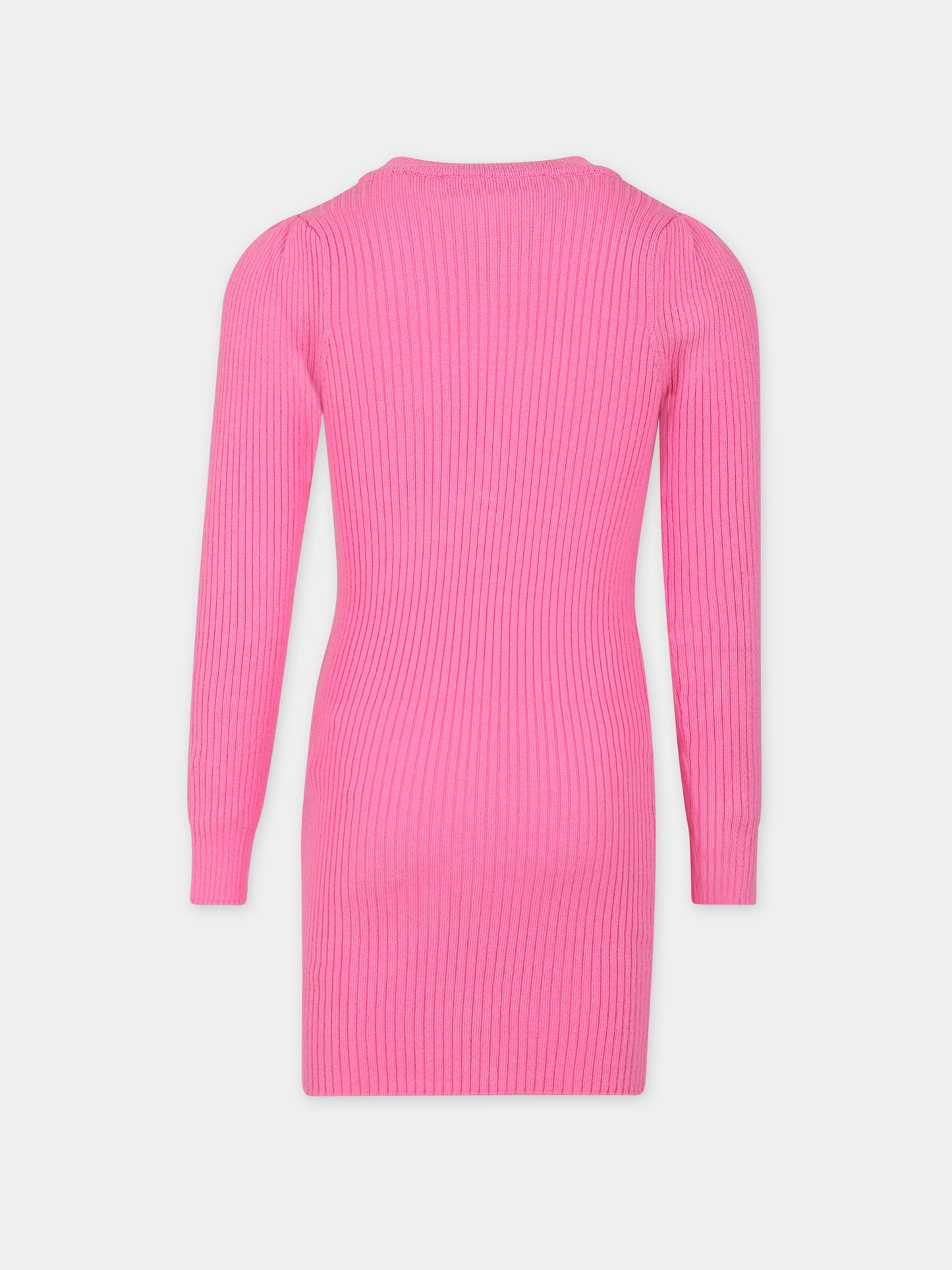 Fuchsia dress for girl with logo