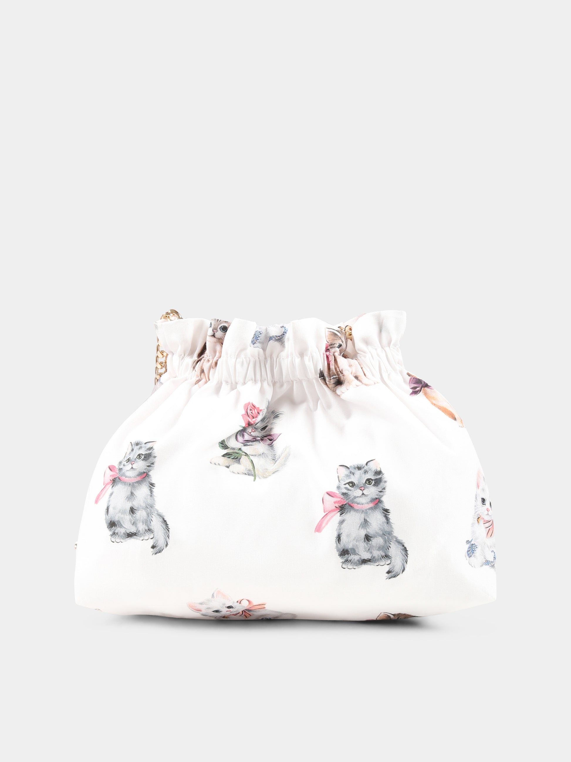 Borsa bianca per bambina con gatti all over,Vivetta Kids,VE2539B