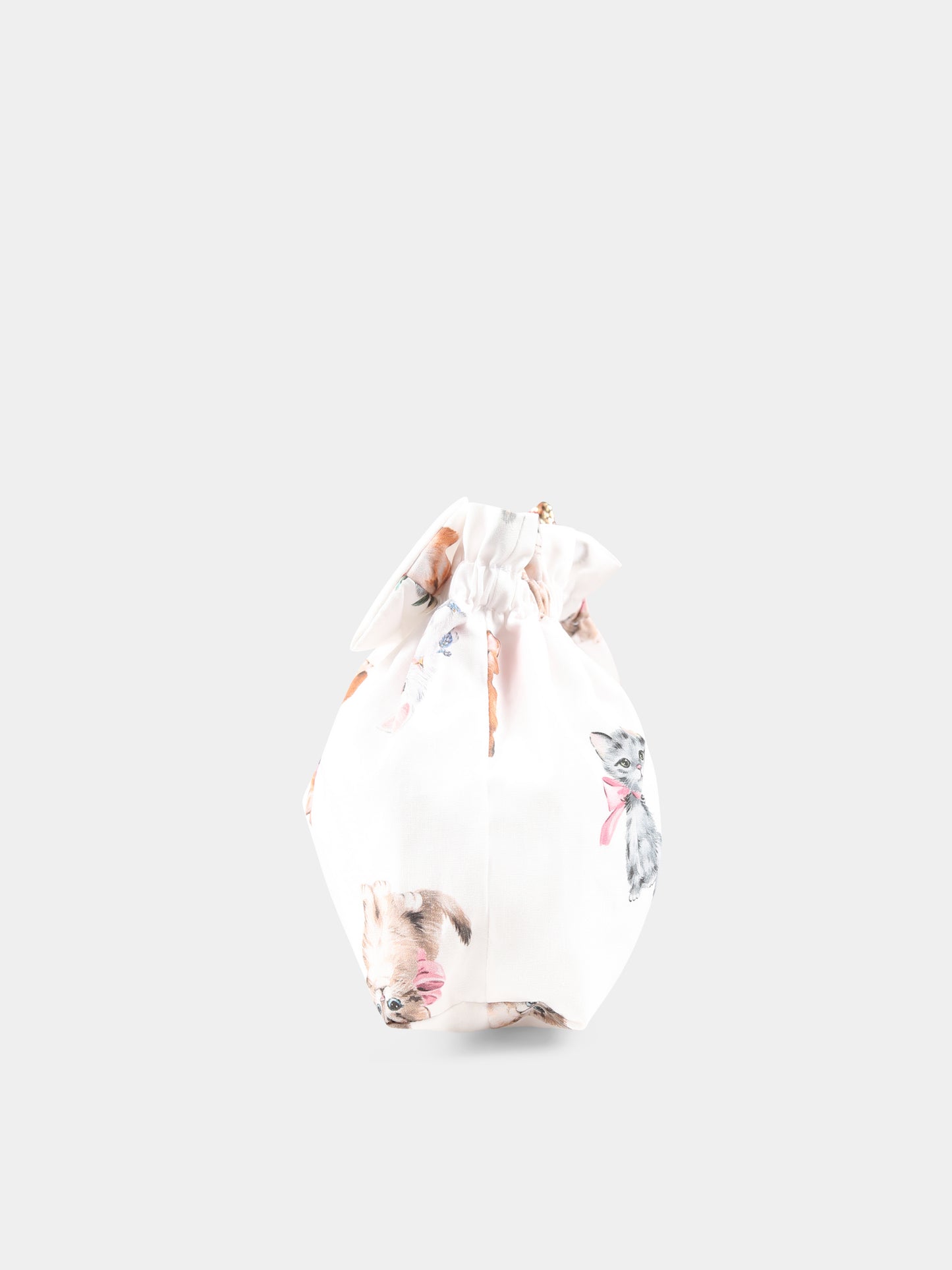 Borsa bianca per bambina con gatti all over,Vivetta Kids,VE2539B