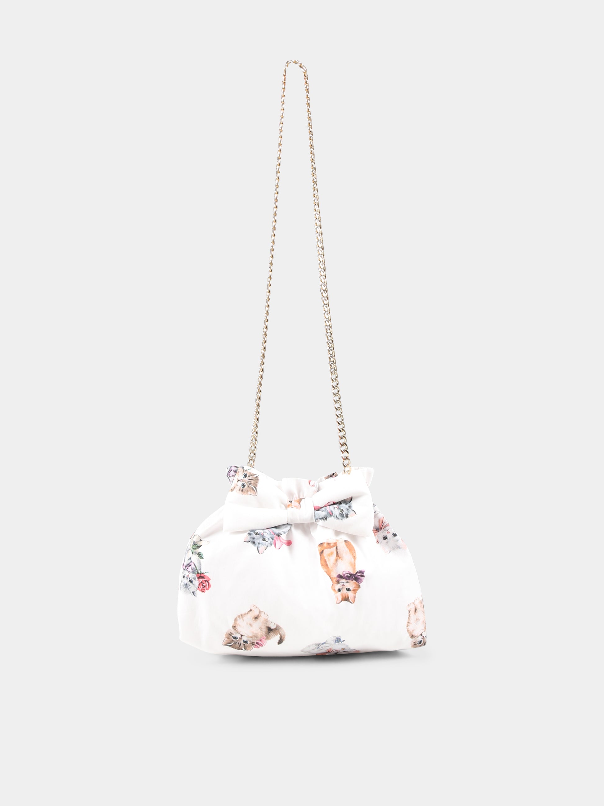 Borsa bianca per bambina con gatti all over,Vivetta Kids,VE2539B