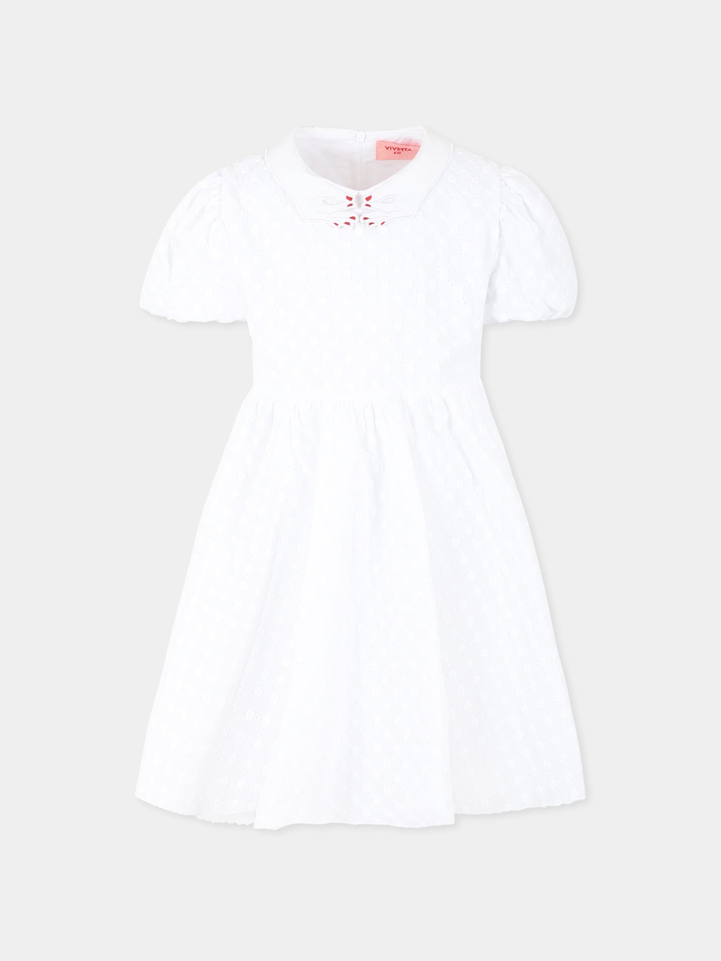 Vestito bianco per bambina con mani,Vivetta Kids,VE2511B