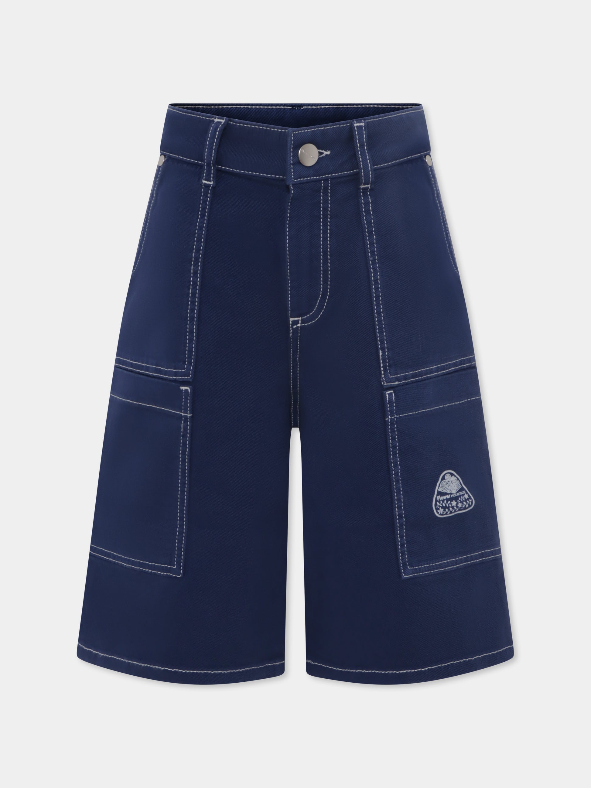 Shorts blu per bambino con logo,Flower Mountain,0C01 0016002867 01 AKINORI