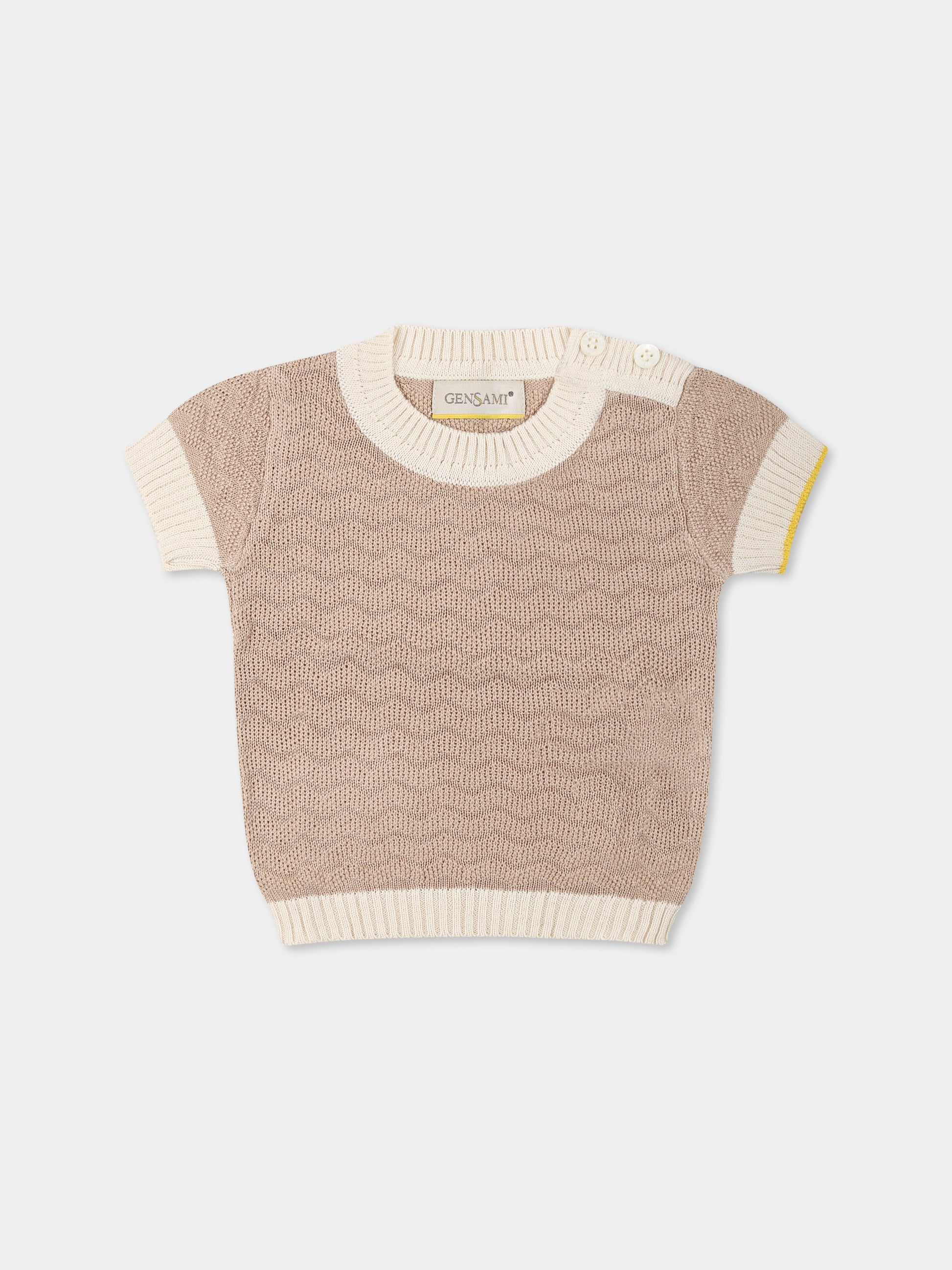 Maglione beige per neonati con onde,Gensami,GIR01-B-ONDA ARABIC SAND