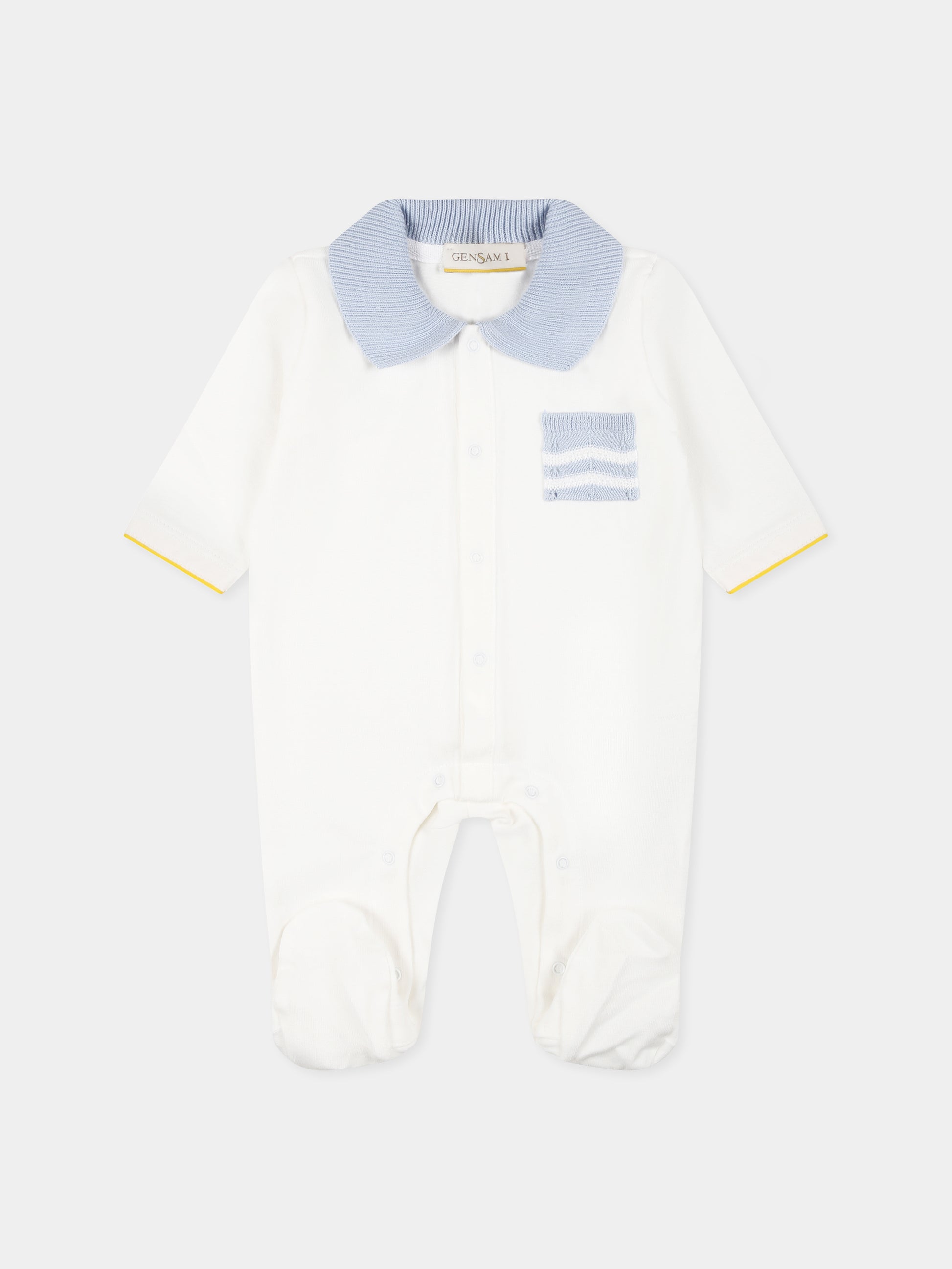 Tutina bianca per neonato con tasca,Gensami,TU01-B-JERSEY BB4