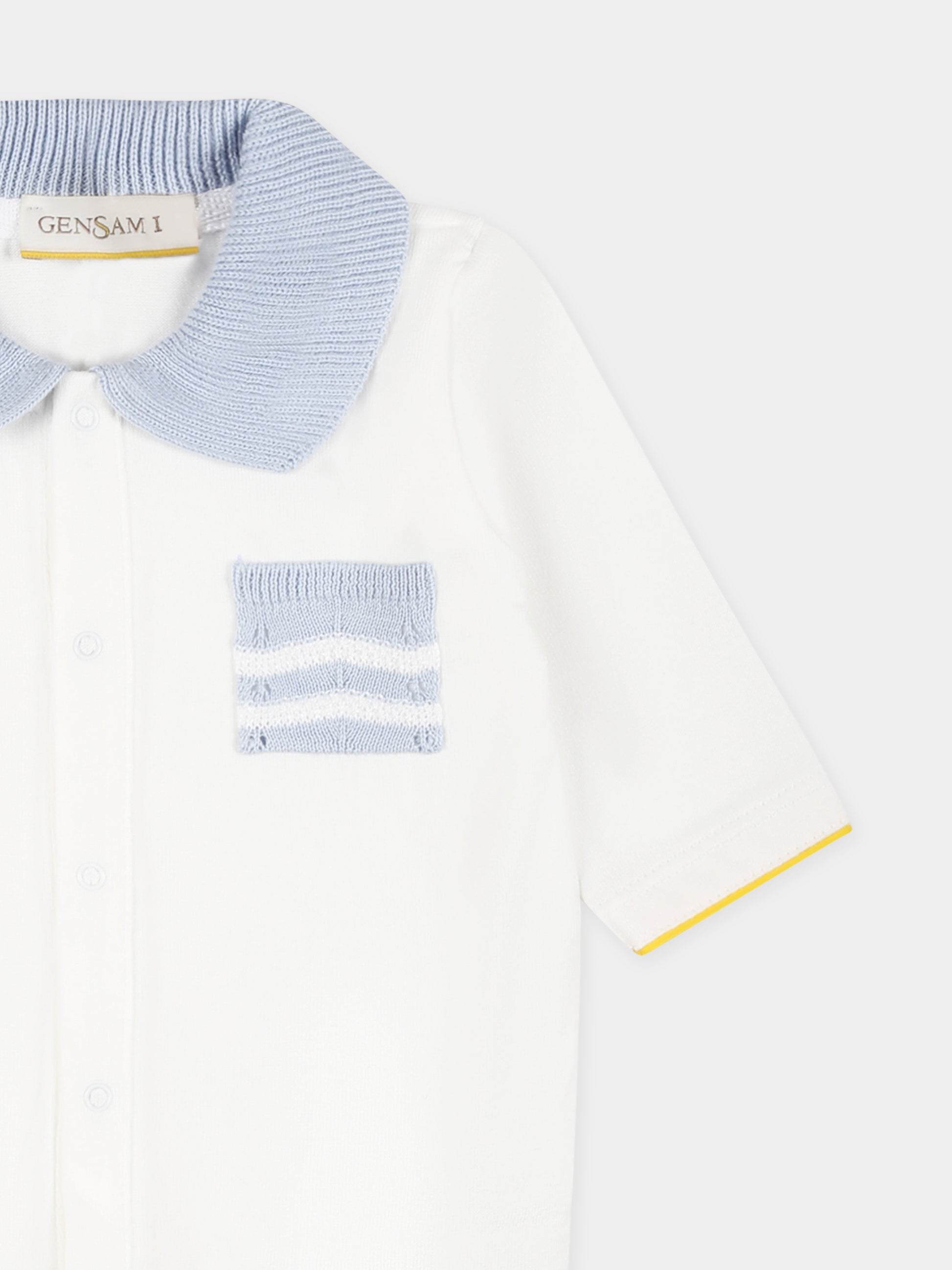 Tutina bianca per neonato con tasca,Gensami,TU01-B-JERSEY BB4