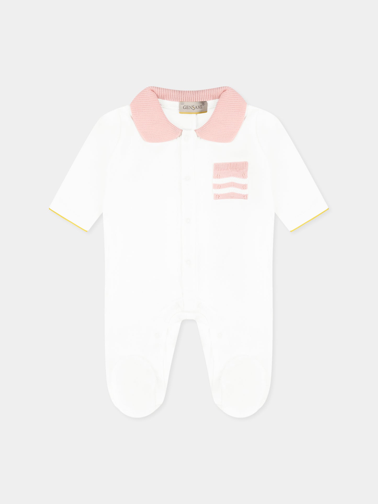 Tutina bianca per neonata con tasca,Gensami,TU01-B-JERSEY BG4