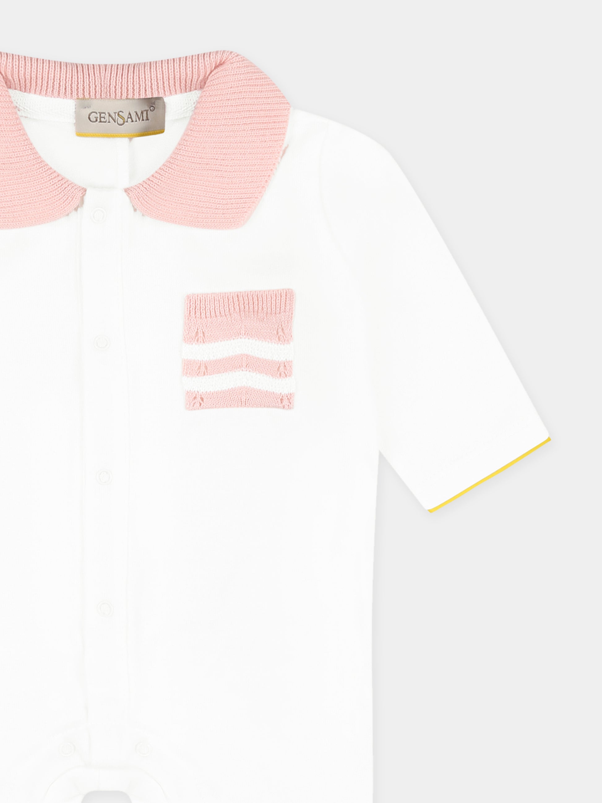 Tutina bianca per neonata con tasca,Gensami,TU01-B-JERSEY BG4