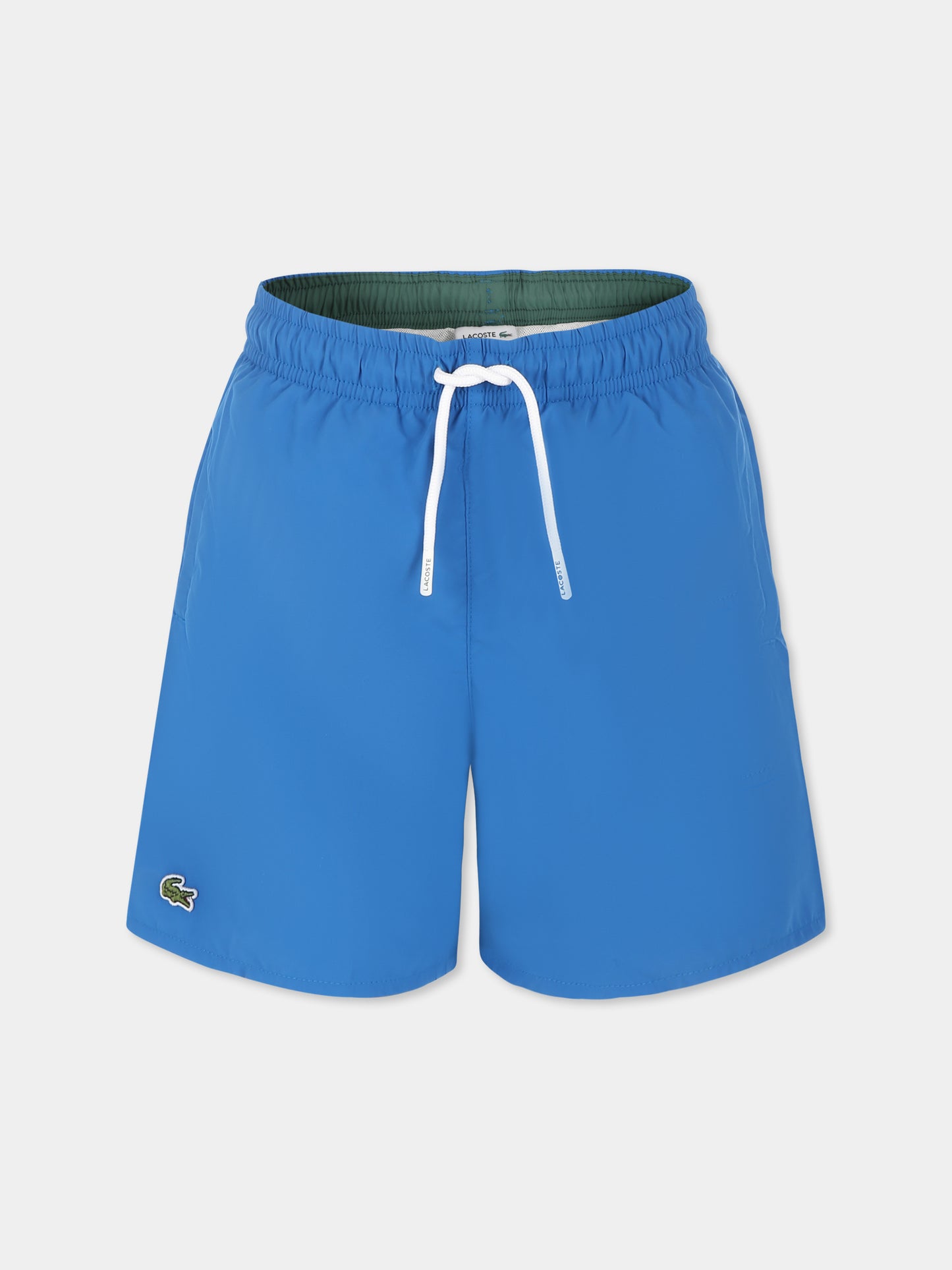Blue swim shorts for boy with crocodile