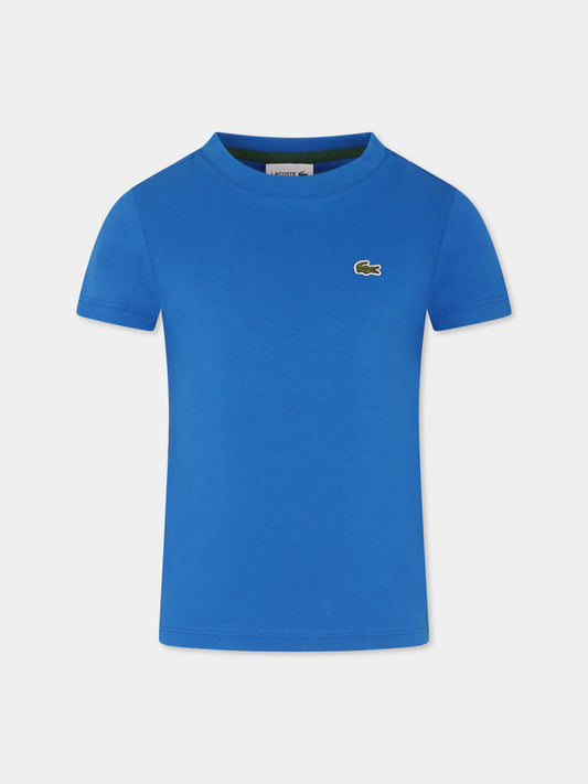 T-shirt azzurra per bambini con coccodrillo,Lacoste,TJ1122 3D3