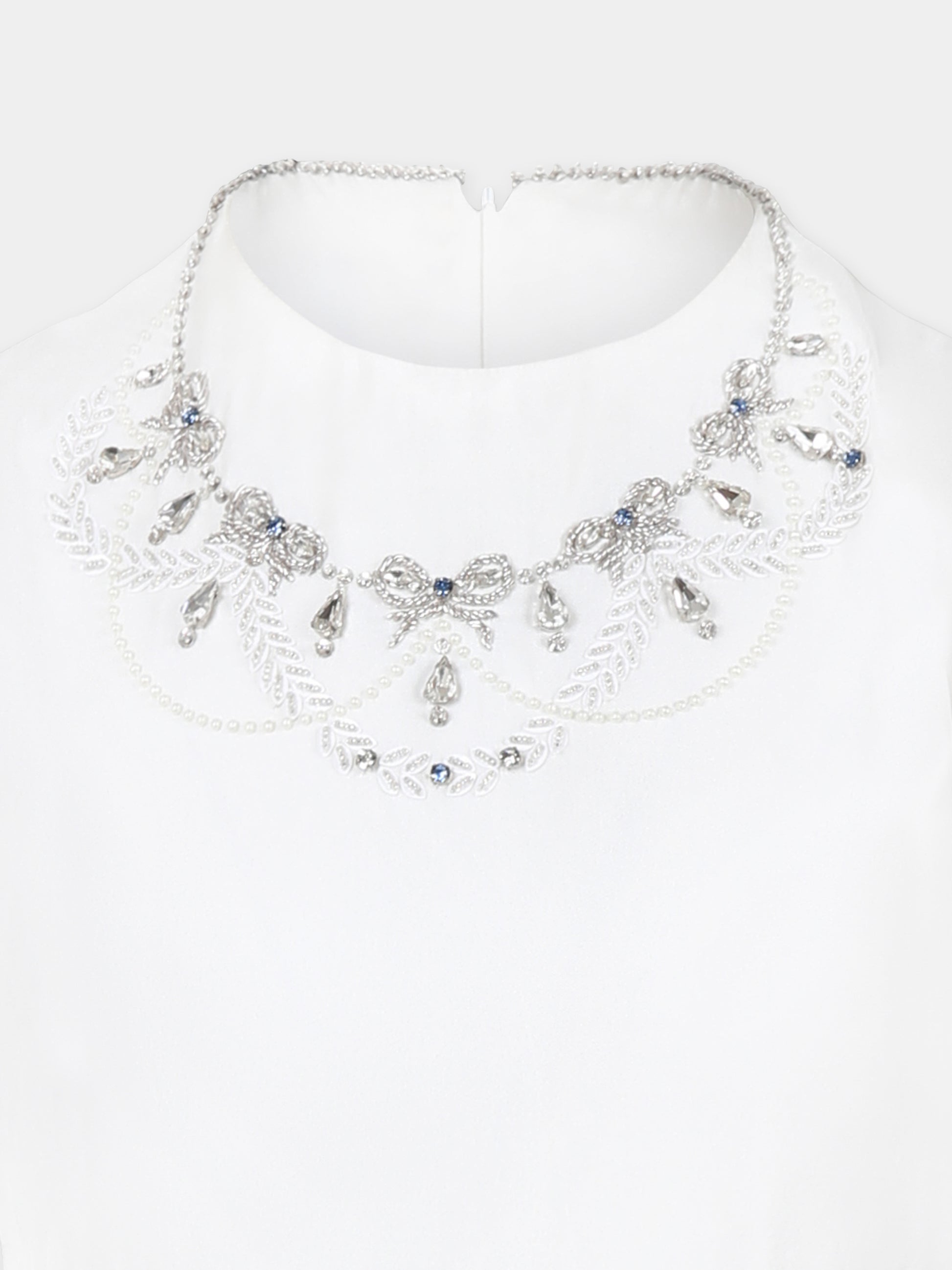 Vestito bianco per bambina con fiocchi e cristalli,Làtara,SS25 1625