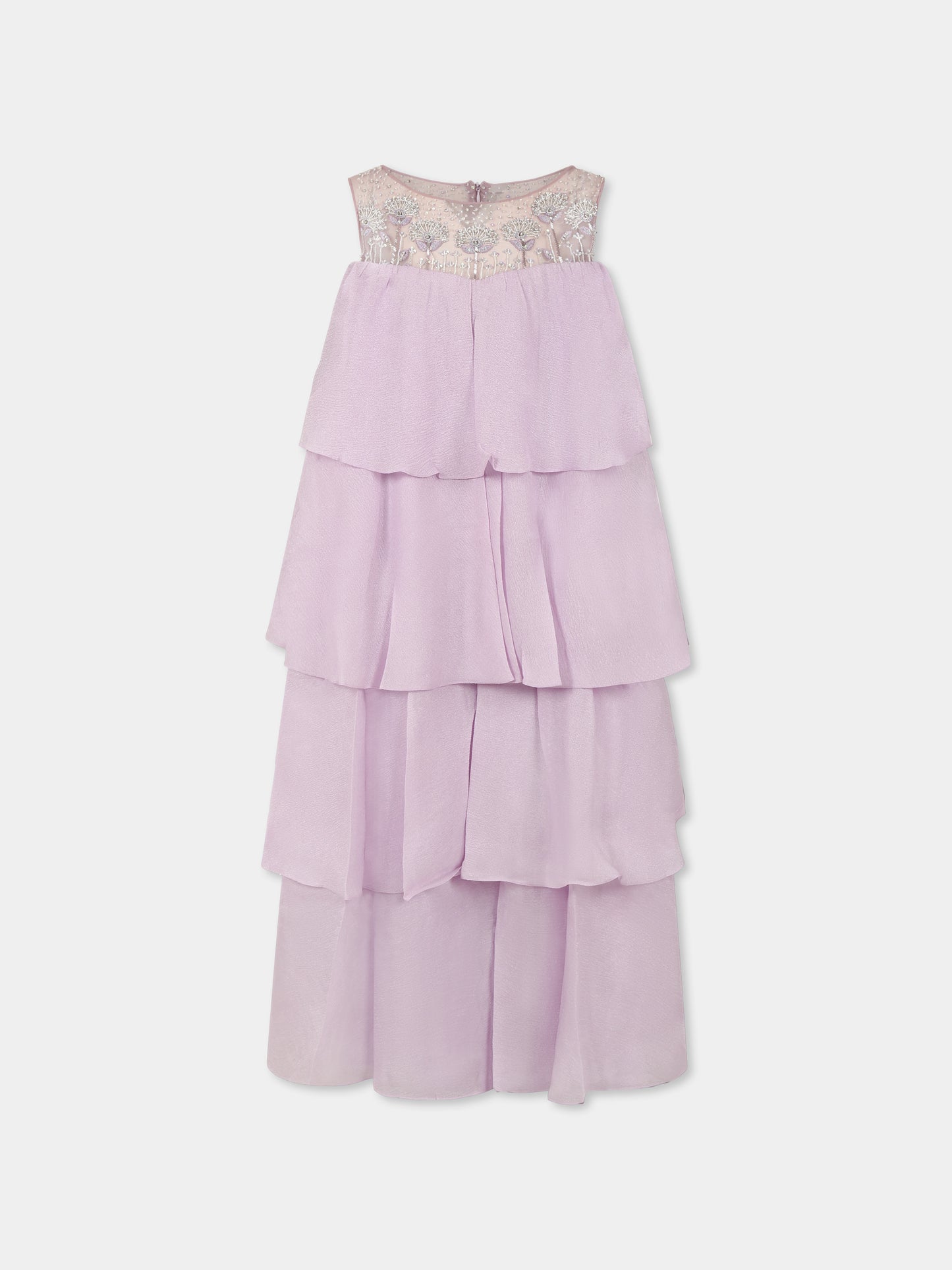 Vestito viola per bambina con fiori,Làtara,SS25 1634