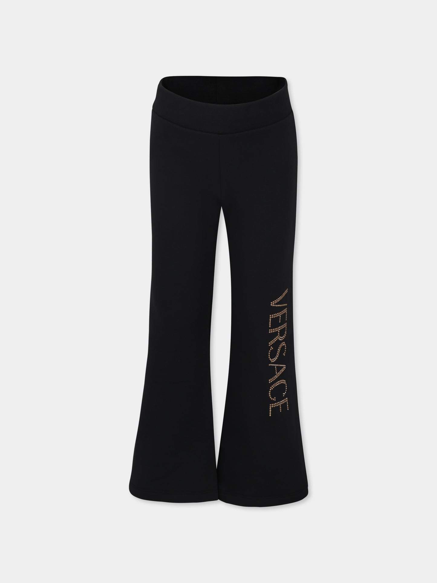 Pantaloni neri per bambina con logo,Versace,1011098 1A11477 2B130