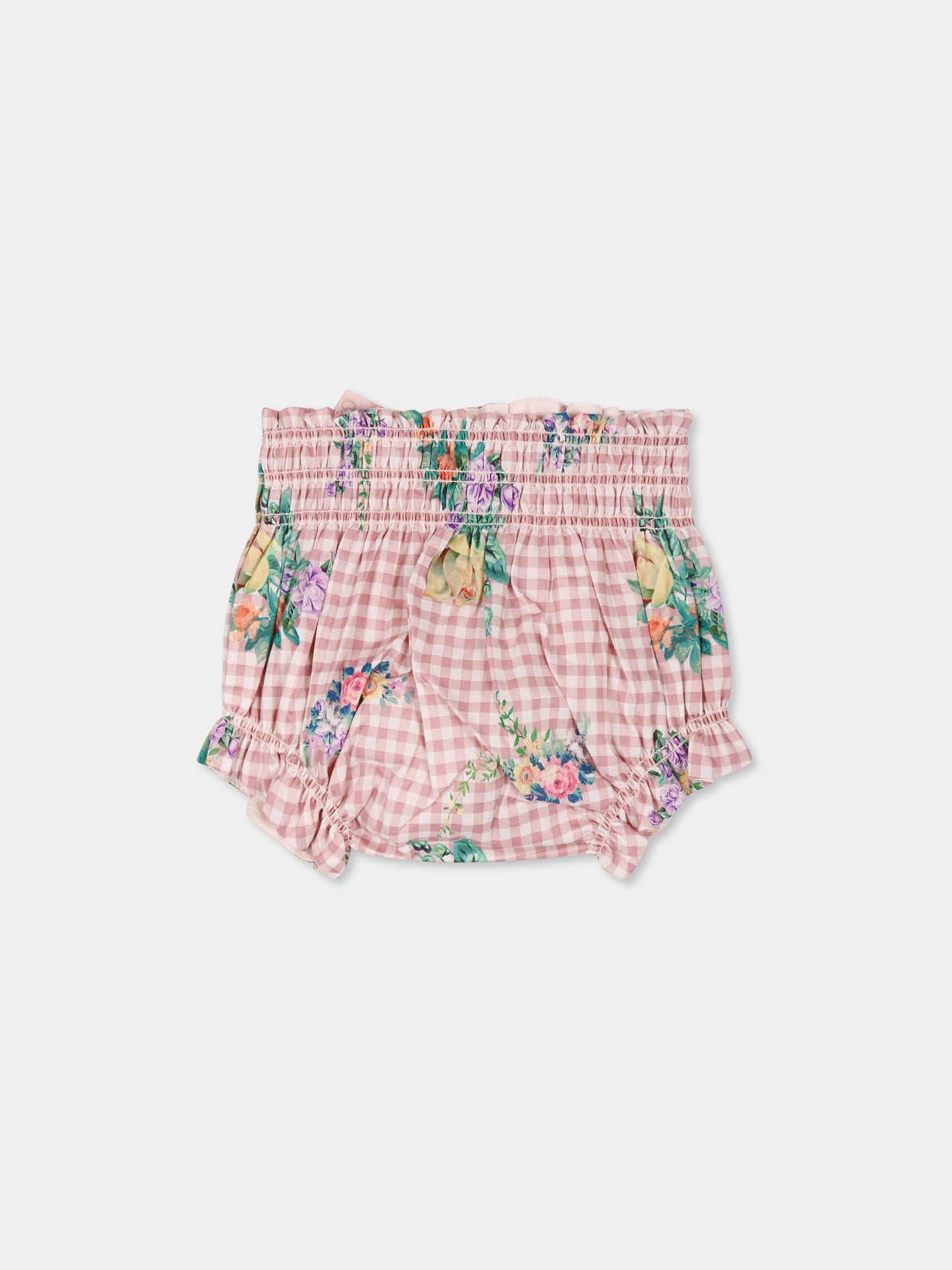 Shorts rosa per neonata con stampa floreale,Camilla,00034332 LISBLULL